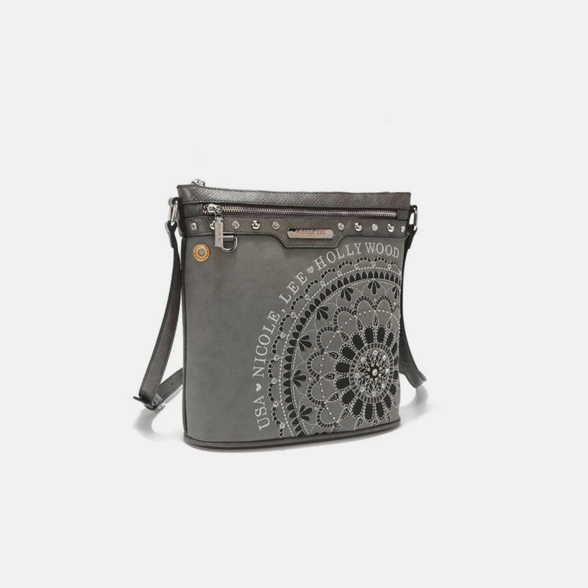 Blue Zone Planet | Nicole Lee USA Metallic Stitching Embroidery Inlaid Rhinestone Crossbody Bag-TOPS / DRESSES-[Adult]-[Female]-2022 Online Blue Zone Planet