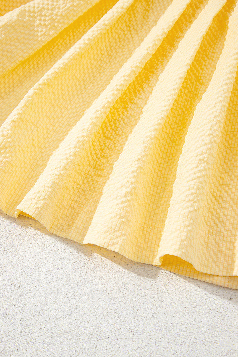 Yellow Cream Bow Tie Notched Neck Pleated Tank Top-Tops/Tank Tops-[Adult]-[Female]-2022 Online Blue Zone Planet