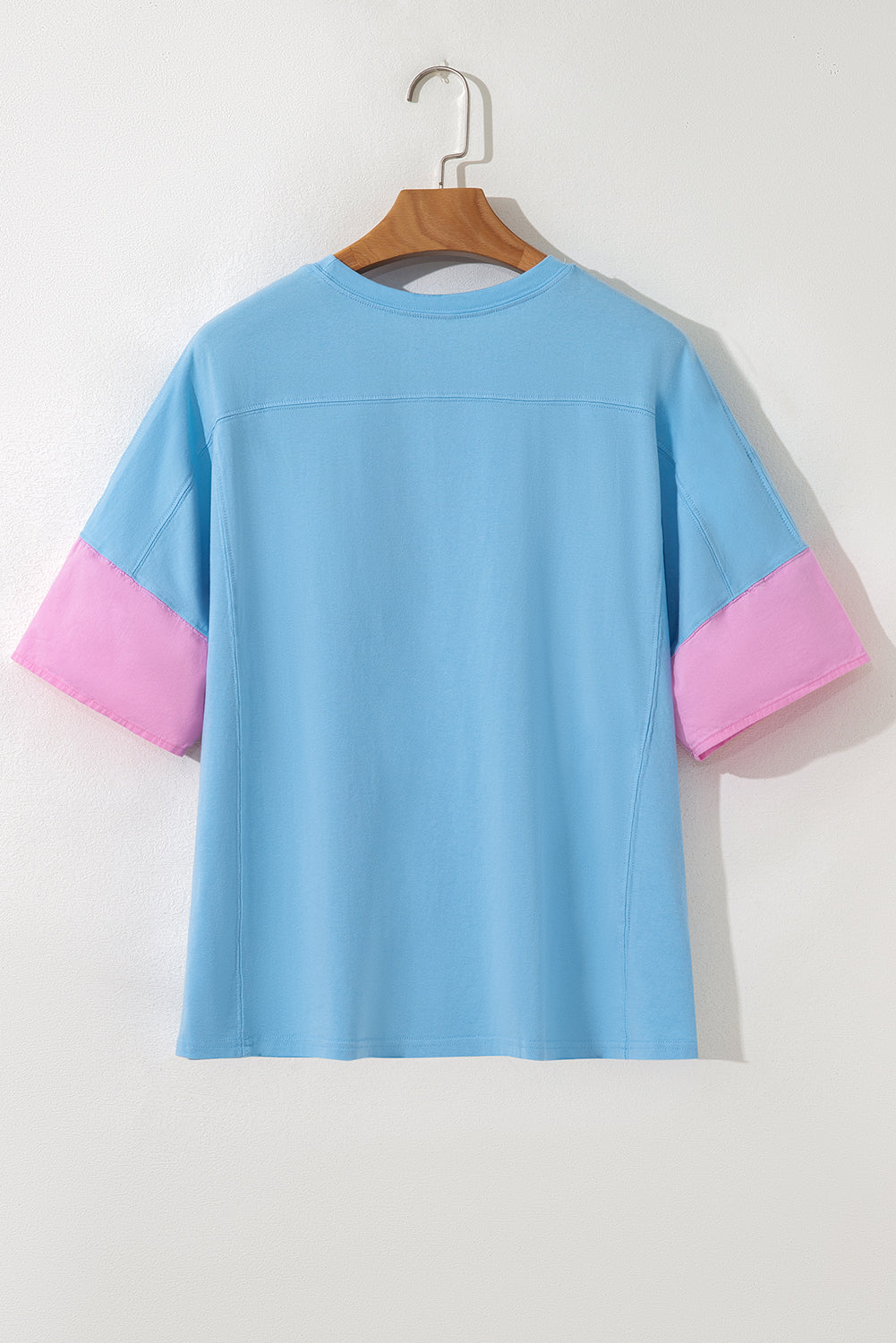 Myosotis Frayed Denim Star Patched Oversize T Shirt-Tops/Tops & Tees-[Adult]-[Female]-2022 Online Blue Zone Planet