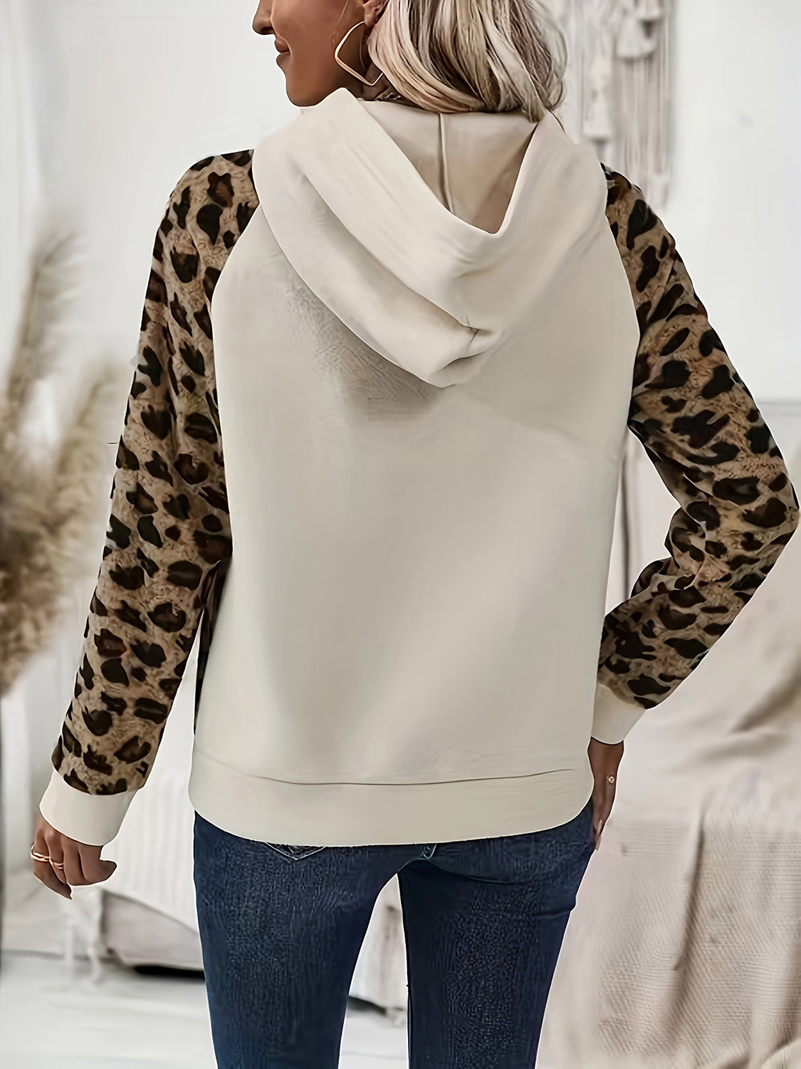 Blue Zone Planet | Leopard Half Button Long Sleeve Hoodie-TOPS / DRESSES-[Adult]-[Female]-2022 Online Blue Zone Planet