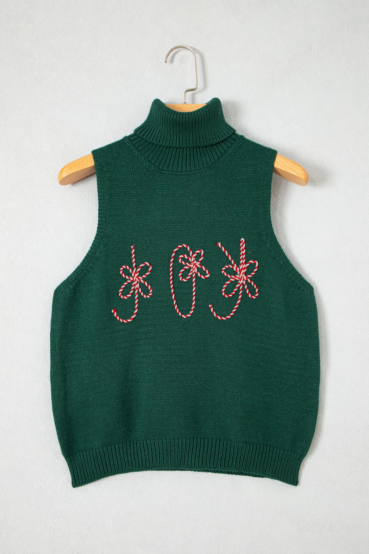 Evergreen High Neck Sleeveless Embroidered Knit Sweater Vest-TOPS / DRESSES-[Adult]-[Female]-2022 Online Blue Zone Planet