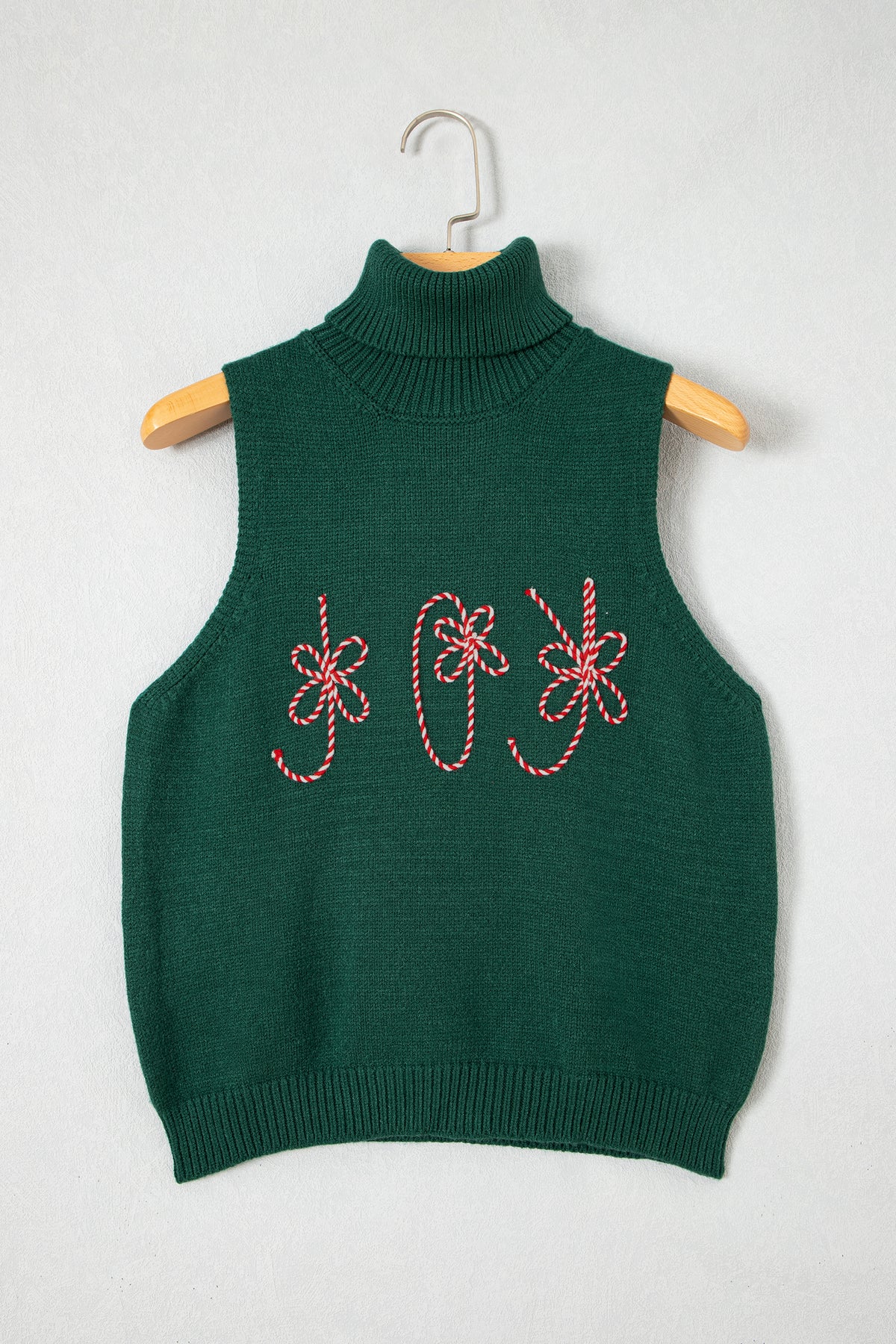 Evergreen High Neck Sleeveless Embroidered Knit Sweater Vest-TOPS / DRESSES-[Adult]-[Female]-2022 Online Blue Zone Planet