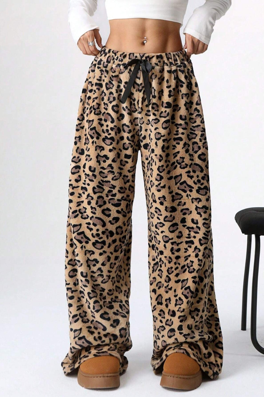 Leopard Wide Leg Pants-BOTTOMS-[Adult]-[Female]-2022 Online Blue Zone Planet