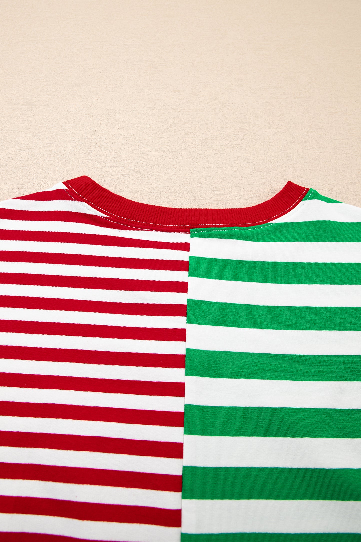 Green Stripe Contrasted Color Block Patchwork Baggy Sweatshirt-Tops/Sweatshirts & Hoodies-[Adult]-[Female]-2022 Online Blue Zone Planet