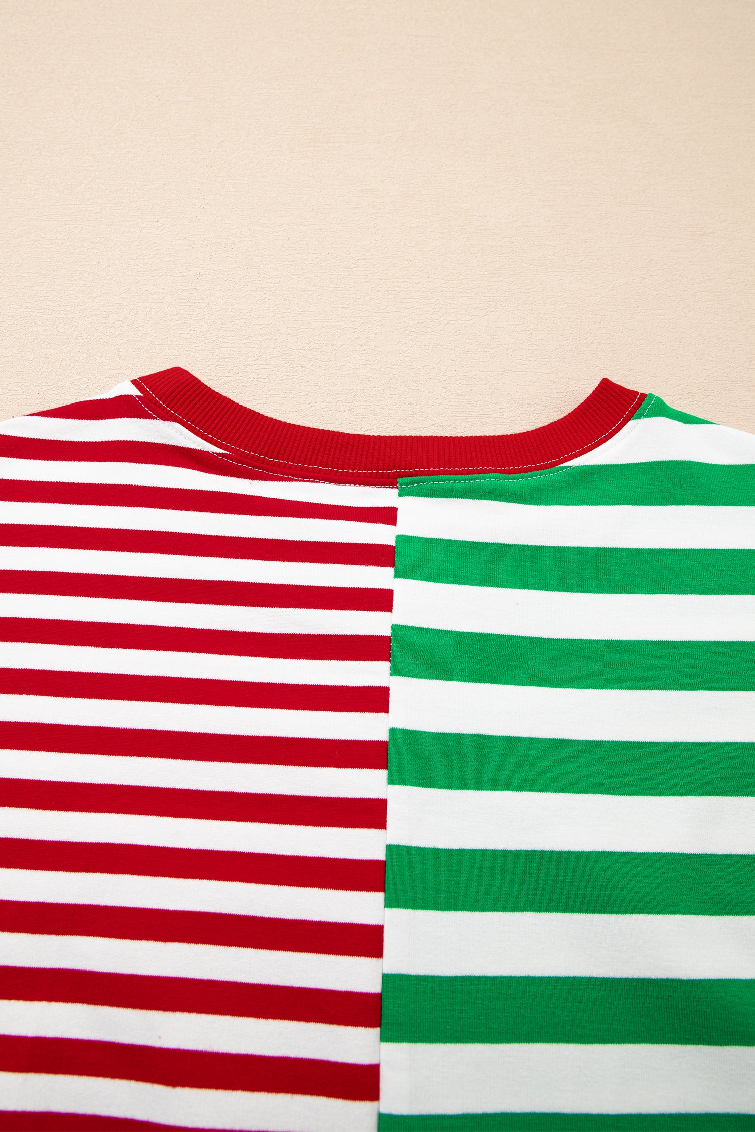 Green Stripe Contrasted Color Block Patchwork Baggy Sweatshirt-Tops/Sweatshirts & Hoodies-[Adult]-[Female]-2022 Online Blue Zone Planet