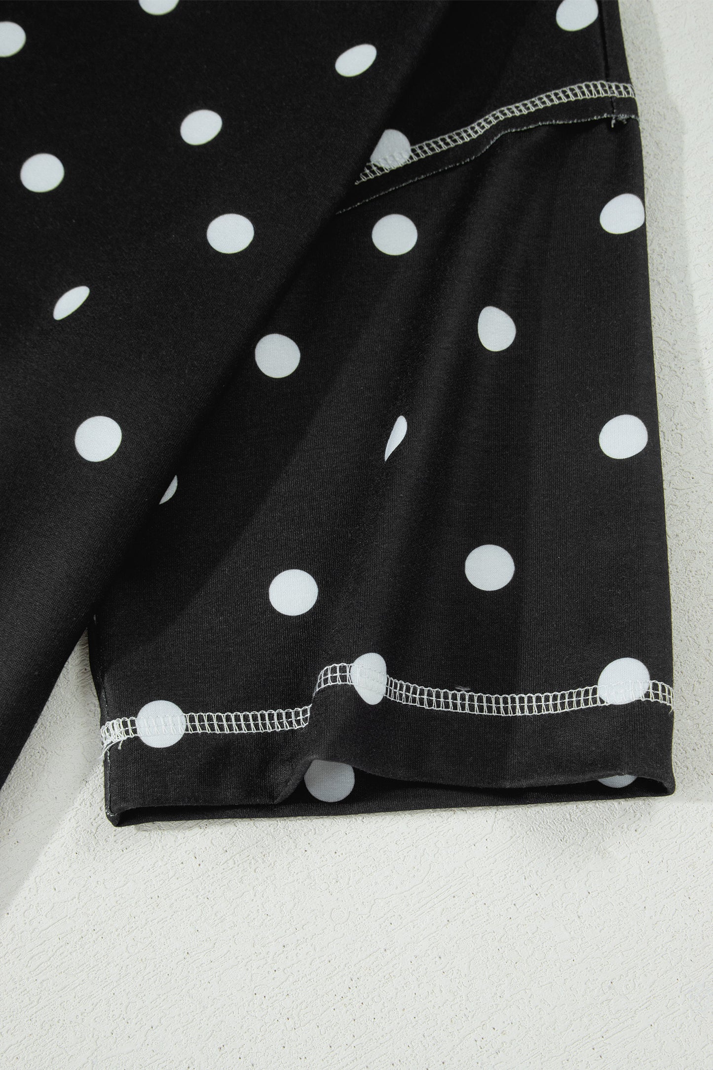 White Exposed Seam Detail Polka Dot Loose Tee Drawstring Shorts Set-Two Piece Sets/Short Sets-[Adult]-[Female]-2022 Online Blue Zone Planet
