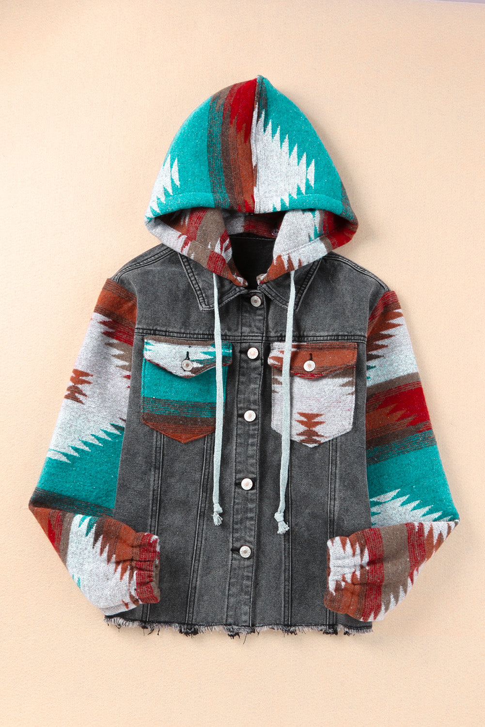 Drawstring Hooded Pocketed Denim Jacket-TOPS / DRESSES-[Adult]-[Female]-2022 Online Blue Zone Planet