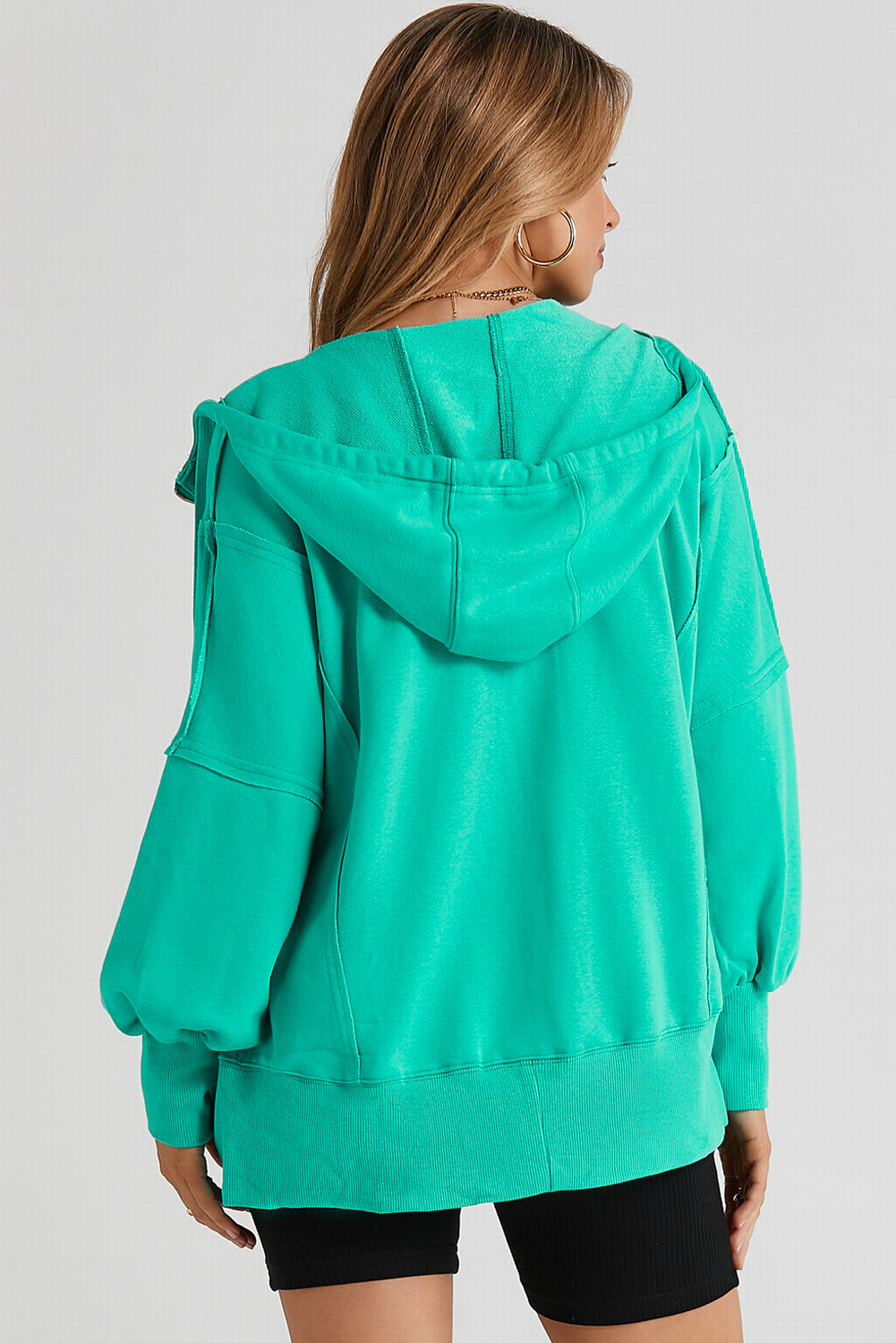 Zip Up Long Sleeve Drawstring Hoodie-HOODIES-[Adult]-[Female]-2022 Online Blue Zone Planet