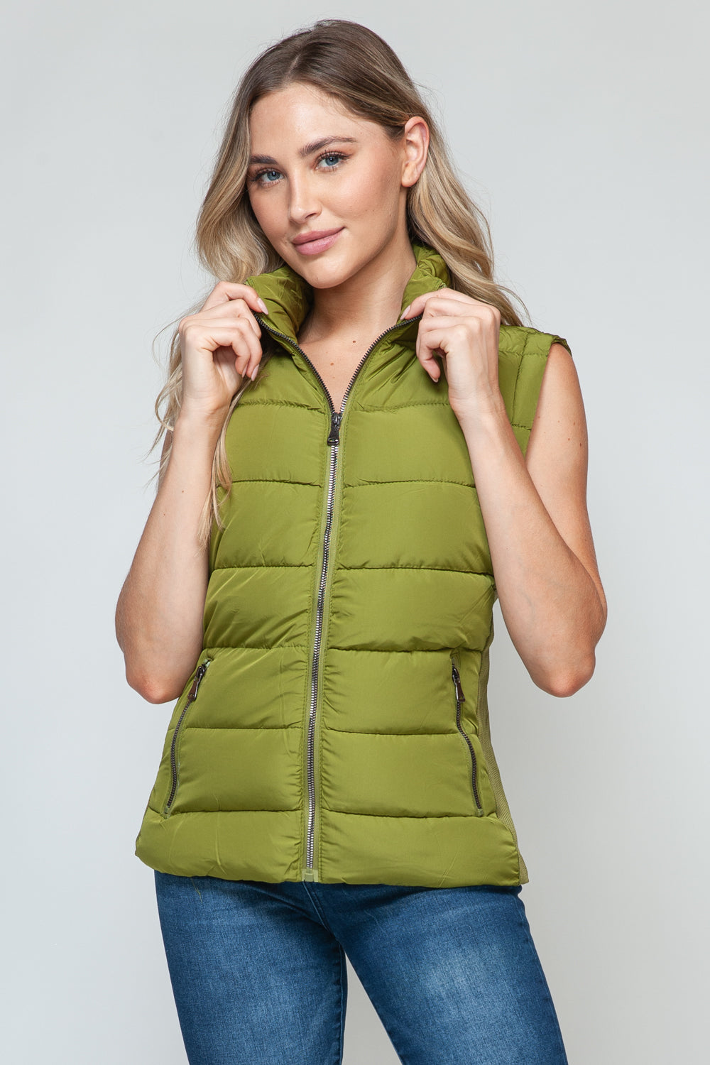 Snobbish Zip Up Turtleneck Vest with Pockets-TOPS / DRESSES-[Adult]-[Female]-2022 Online Blue Zone Planet