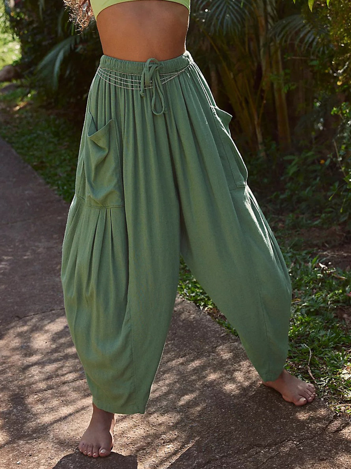 Full Size Wide Leg Pants with Pockets-BOTTOMS SIZES SMALL MEDIUM LARGE-[Adult]-[Female]-2022 Online Blue Zone Planet