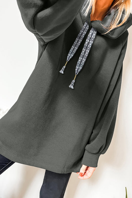 Four Leaf Clover Fleece Lined Adjustable Drawstring Oversize Tunic Hoodie-Tops / Dresses-[Adult]-[Female]-Four Leaf Clover-S-2022 Online Blue Zone Planet