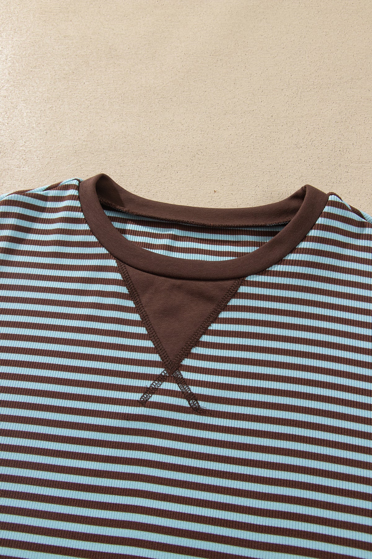 Brown Stripe Drop Shoulder Loose Top and Pants Two Piece Set-Two Piece Sets/Pant Sets-[Adult]-[Female]-2022 Online Blue Zone Planet