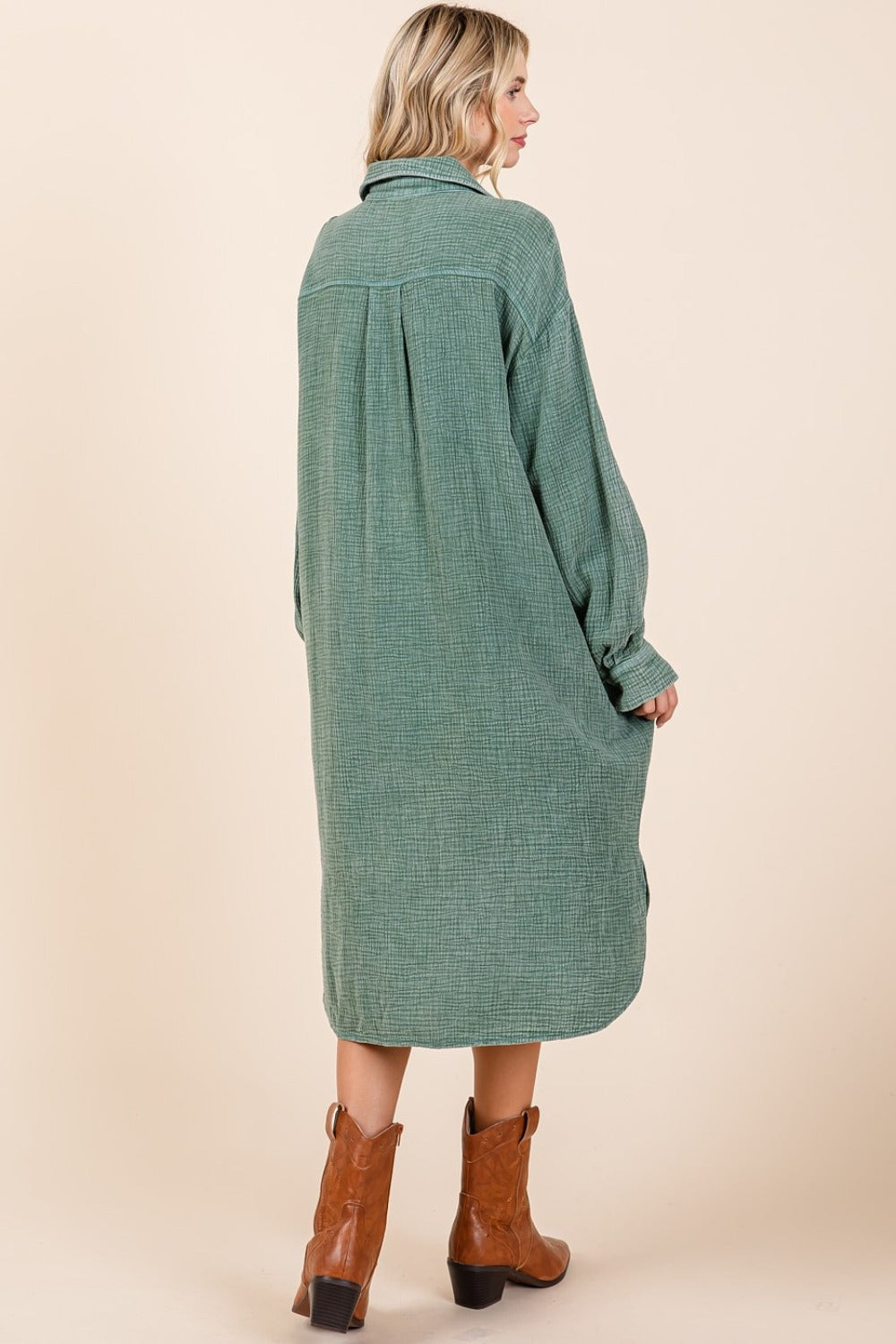 Mittoshop Mineral Wash Cotton Gauze Midi Shirt Dress-TOPS / DRESSES-[Adult]-[Female]-2022 Online Blue Zone Planet