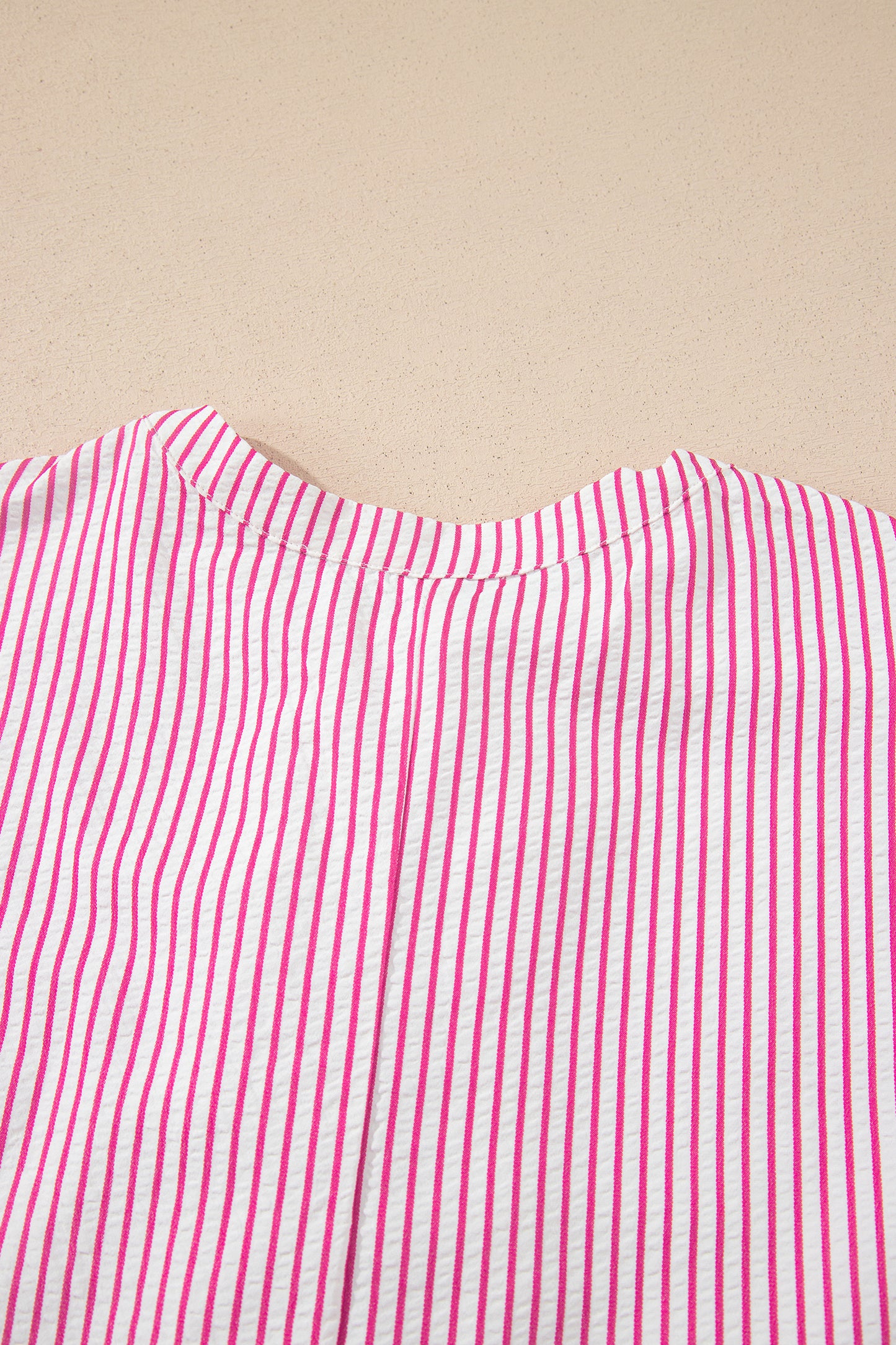 Red Stripe Frilled Detail Half Buttons Short Sleeve Long Dress-TOPS / DRESSES-[Adult]-[Female]-2022 Online Blue Zone Planet
