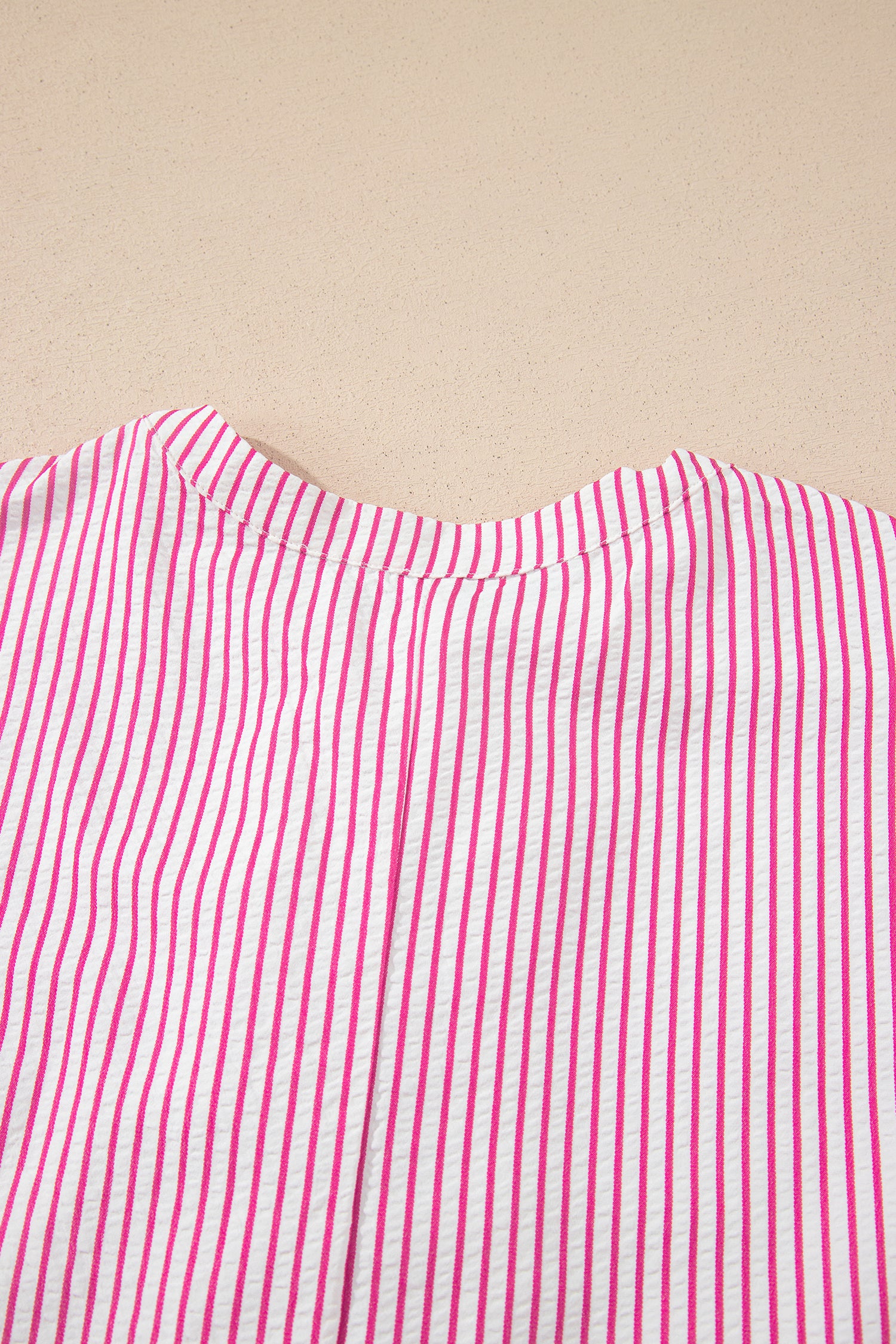 Red Stripe Frilled Detail Half Buttons Short Sleeve Long Dress-TOPS / DRESSES-[Adult]-[Female]-2022 Online Blue Zone Planet