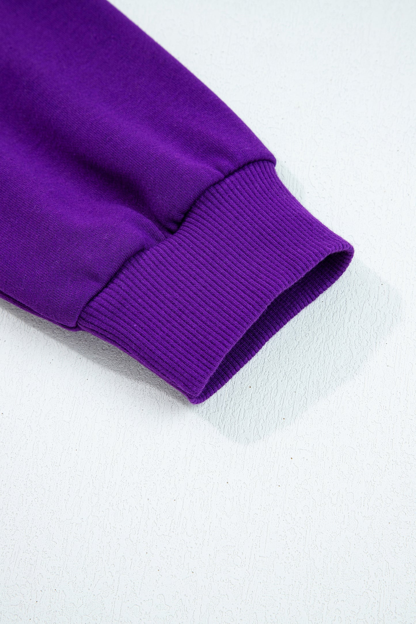 Tillandsia Purple Varsity Contrast Banded Sleeve Shift Sweatshirt Dress-TOPS / DRESSES-[Adult]-[Female]-2022 Online Blue Zone Planet