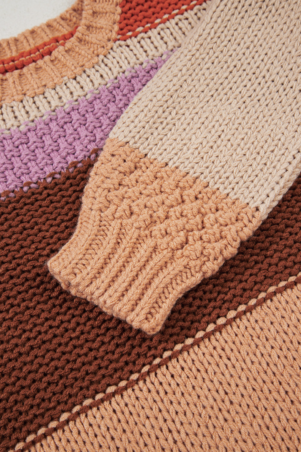 Multicolour Cropped Colorblock Drop Shoulder Knitted Sweater-TOPS / DRESSES-[Adult]-[Female]-2022 Online Blue Zone Planet