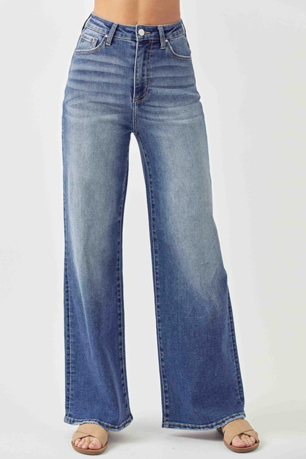 Risen Full Size High Rise Wide Leg Jeans-BOTTOMS SIZES SMALL MEDIUM LARGE-[Adult]-[Female]-2022 Online Blue Zone Planet