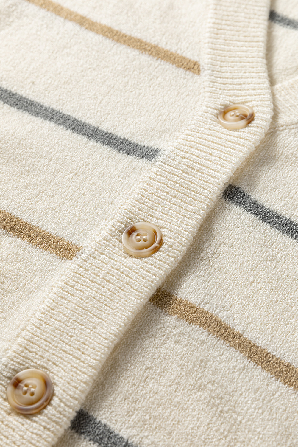 Multicolour Striped Print Button V Neck Sweater Vest-Sweaters & Cardigans/Sweater Vests-[Adult]-[Female]-2022 Online Blue Zone Planet