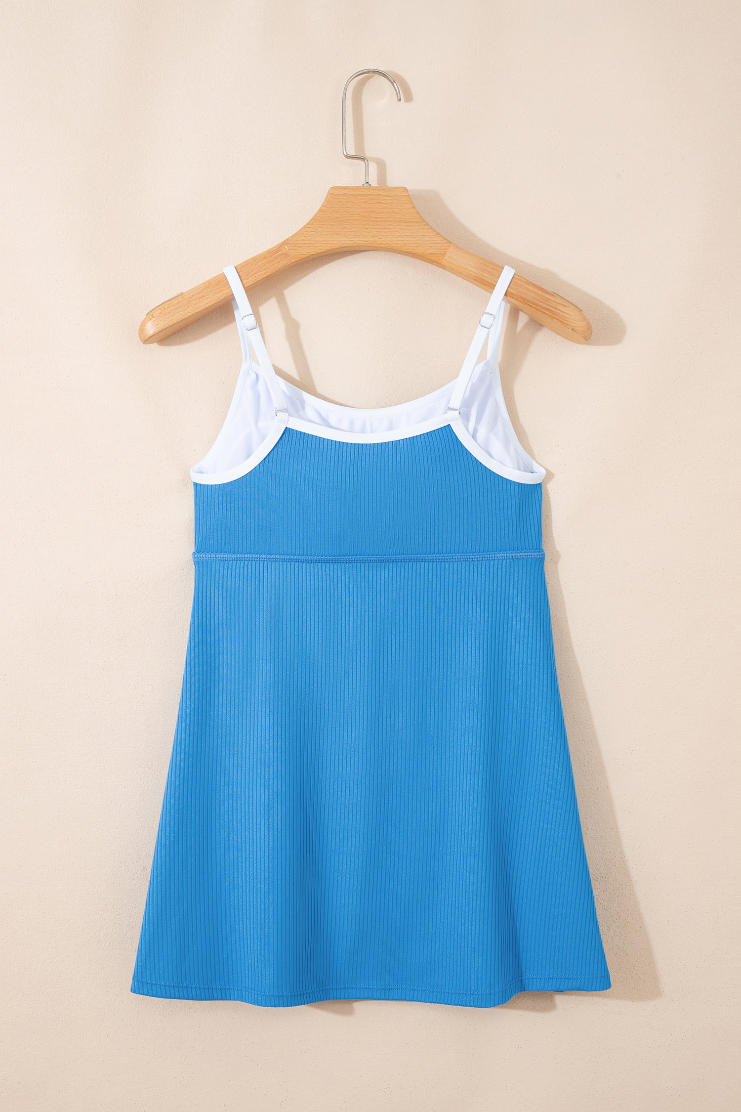 Dusk Blue Color Block Edge Ribbed Pocketed Lined Swim Dress-TOPS / DRESSES-[Adult]-[Female]-2022 Online Blue Zone Planet