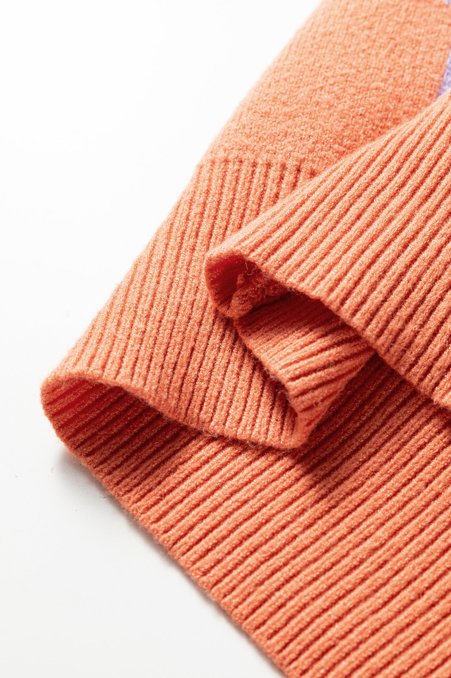 Grapefruit Orange Checkered Pattern Ribbed Trim Knit Baggy Sweater-TOPS / DRESSES-[Adult]-[Female]-2022 Online Blue Zone Planet