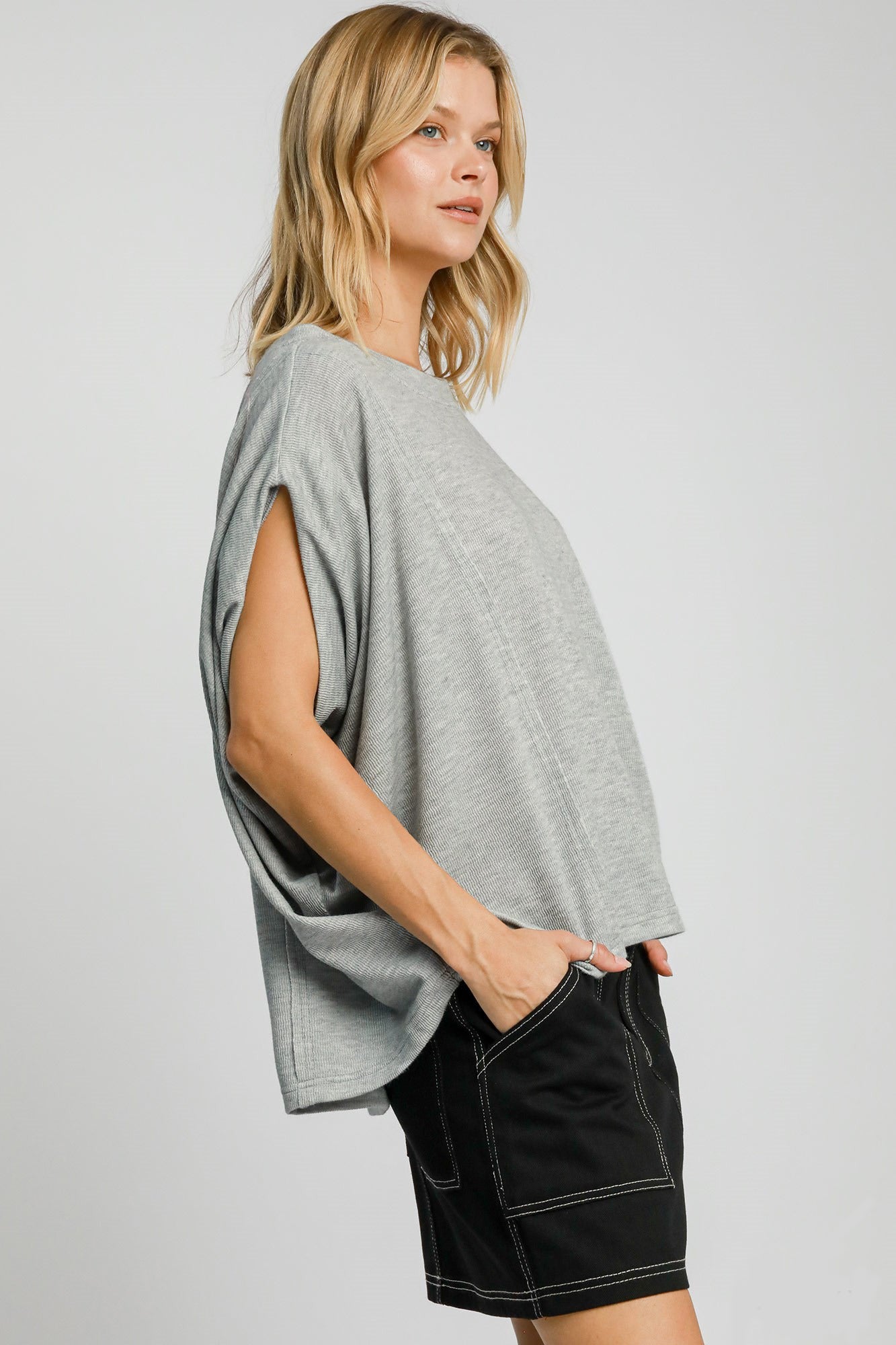 Umgee Exposed Seam Round Neck Batwing Sleeve Knit Top-TOPS / DRESSES-[Adult]-[Female]-2022 Online Blue Zone Planet