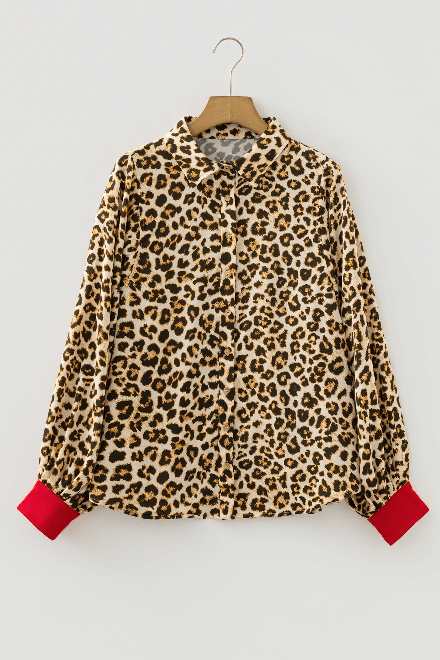 Khaki Contrast Edge Leopard Shirt-Tops/Blouses & Shirts-[Adult]-[Female]-2022 Online Blue Zone Planet