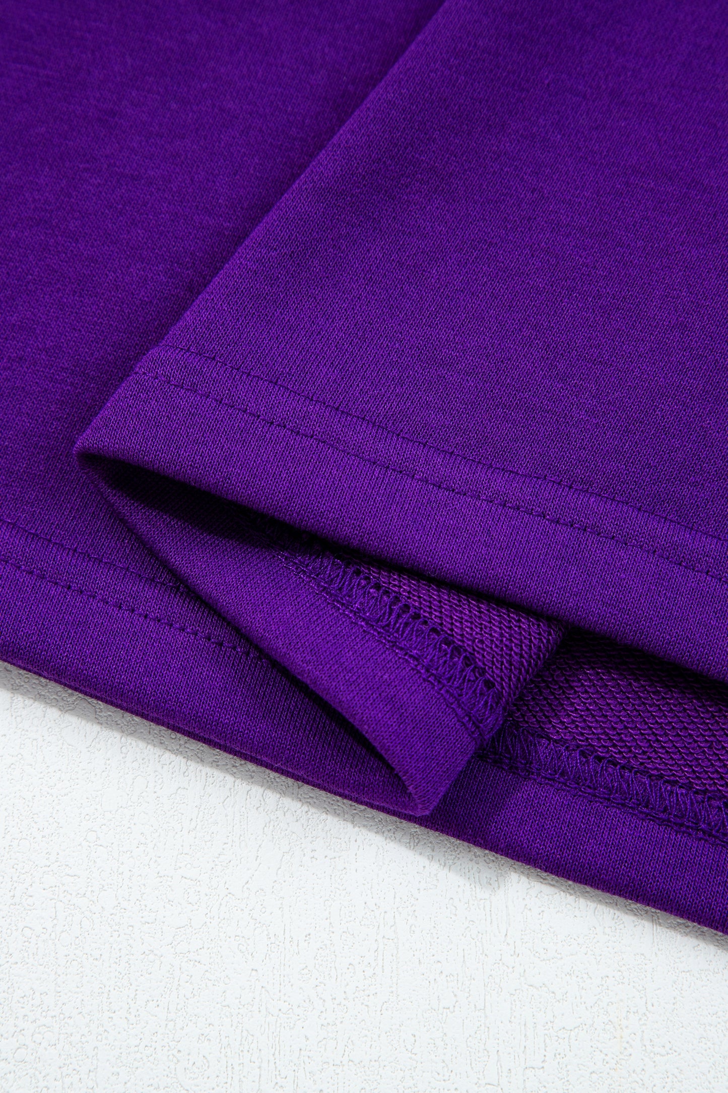 Tillandsia Purple Varsity Contrast Banded Sleeve Shift Sweatshirt Dress-TOPS / DRESSES-[Adult]-[Female]-2022 Online Blue Zone Planet