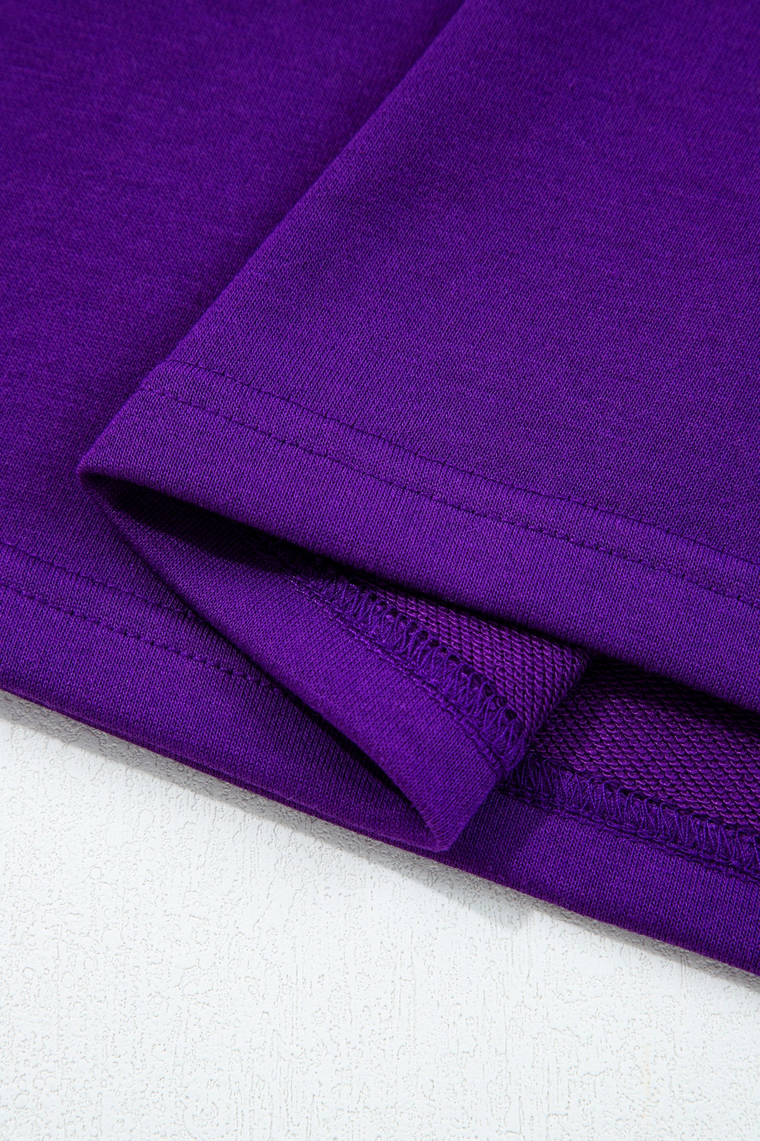 Tillandsia Purple Varsity Contrast Banded Sleeve Shift Sweatshirt Dress-TOPS / DRESSES-[Adult]-[Female]-2022 Online Blue Zone Planet