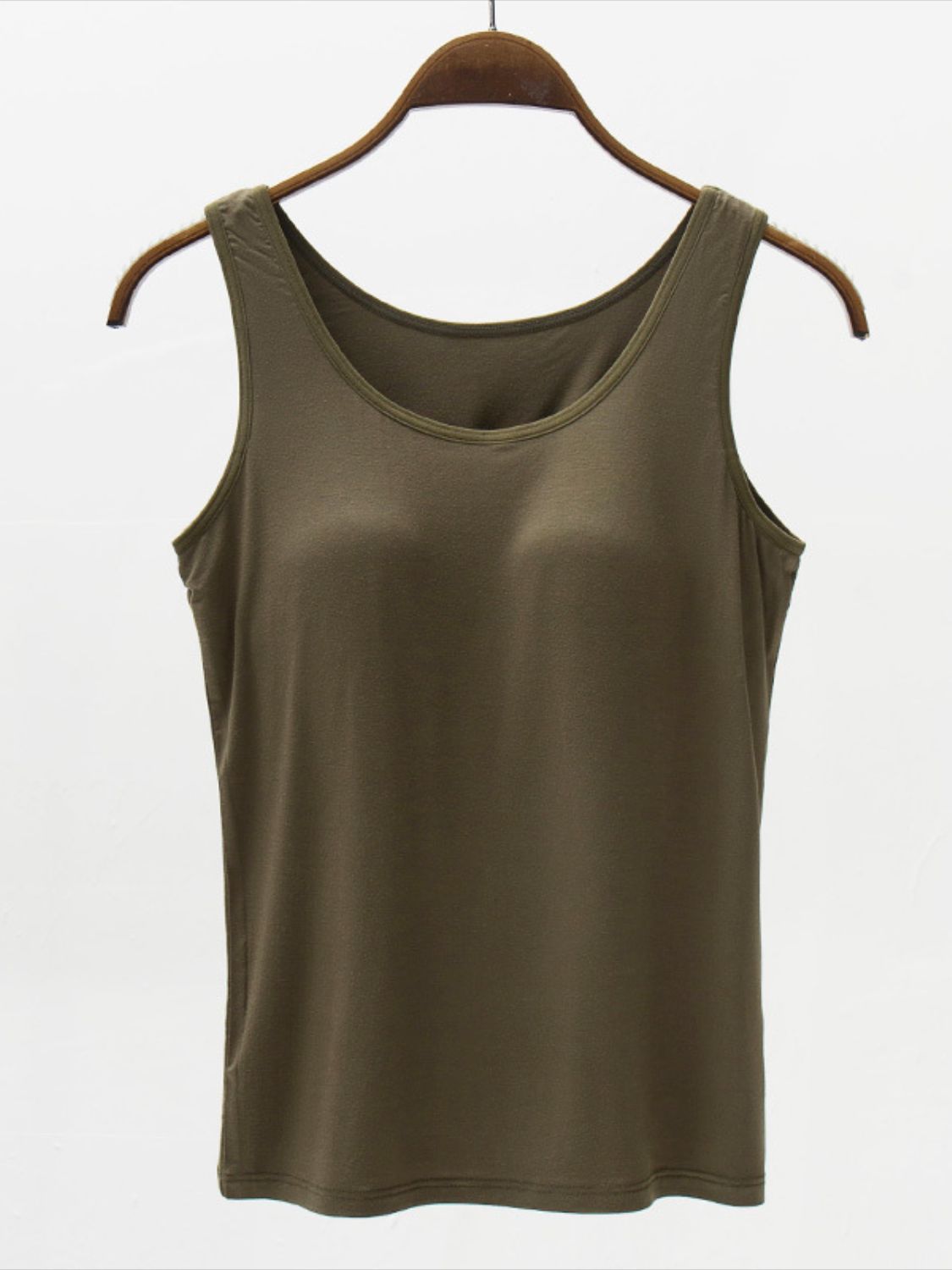 Blue Zone Planet | Full Size Wide Strap Modal Tank with Bra-TOPS / DRESSES-[Adult]-[Female]-Army Green-S-2022 Online Blue Zone Planet