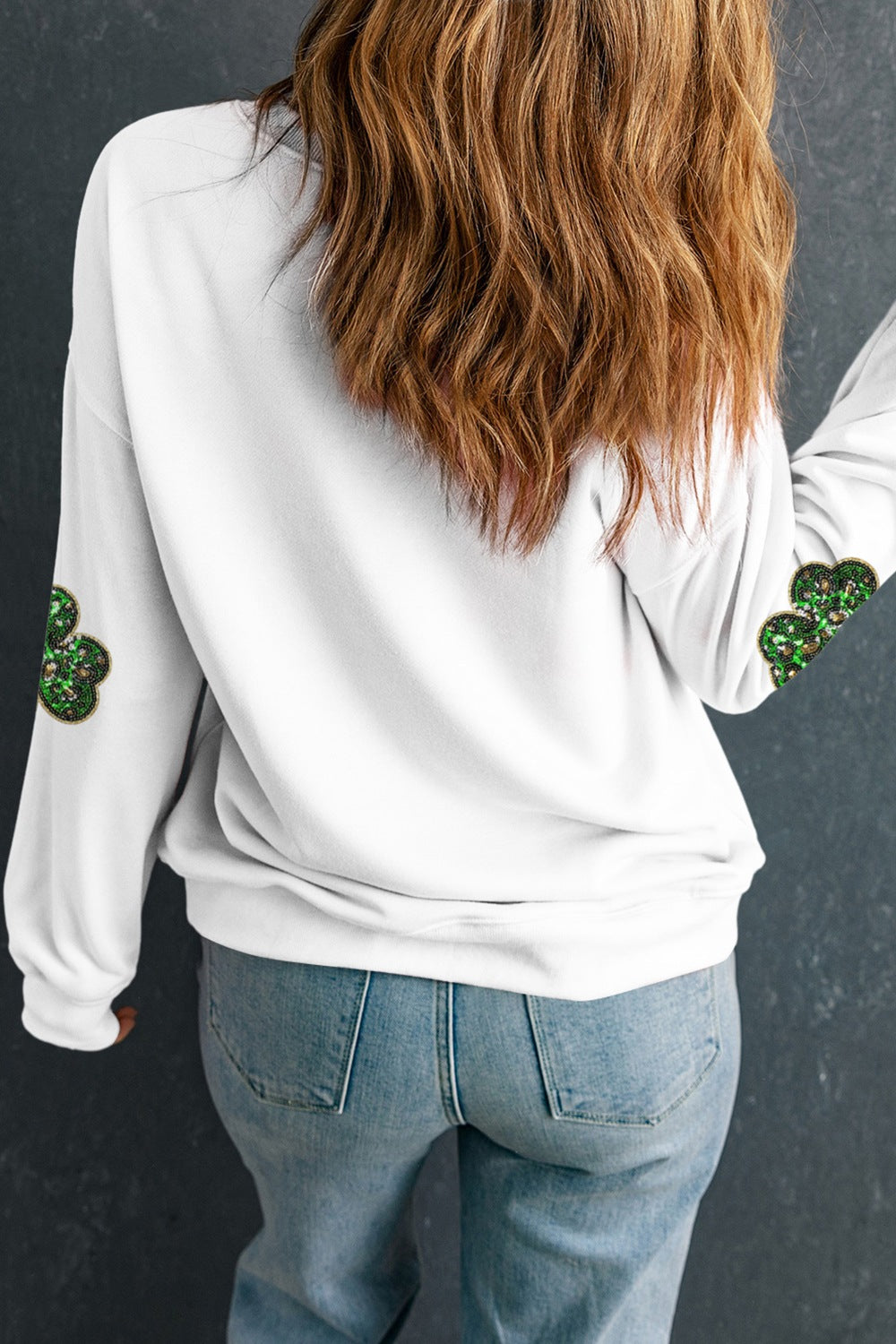Sequin Lucky Clover Long Sleeve Sweatshirt-TOPS / DRESSES-[Adult]-[Female]-2022 Online Blue Zone Planet