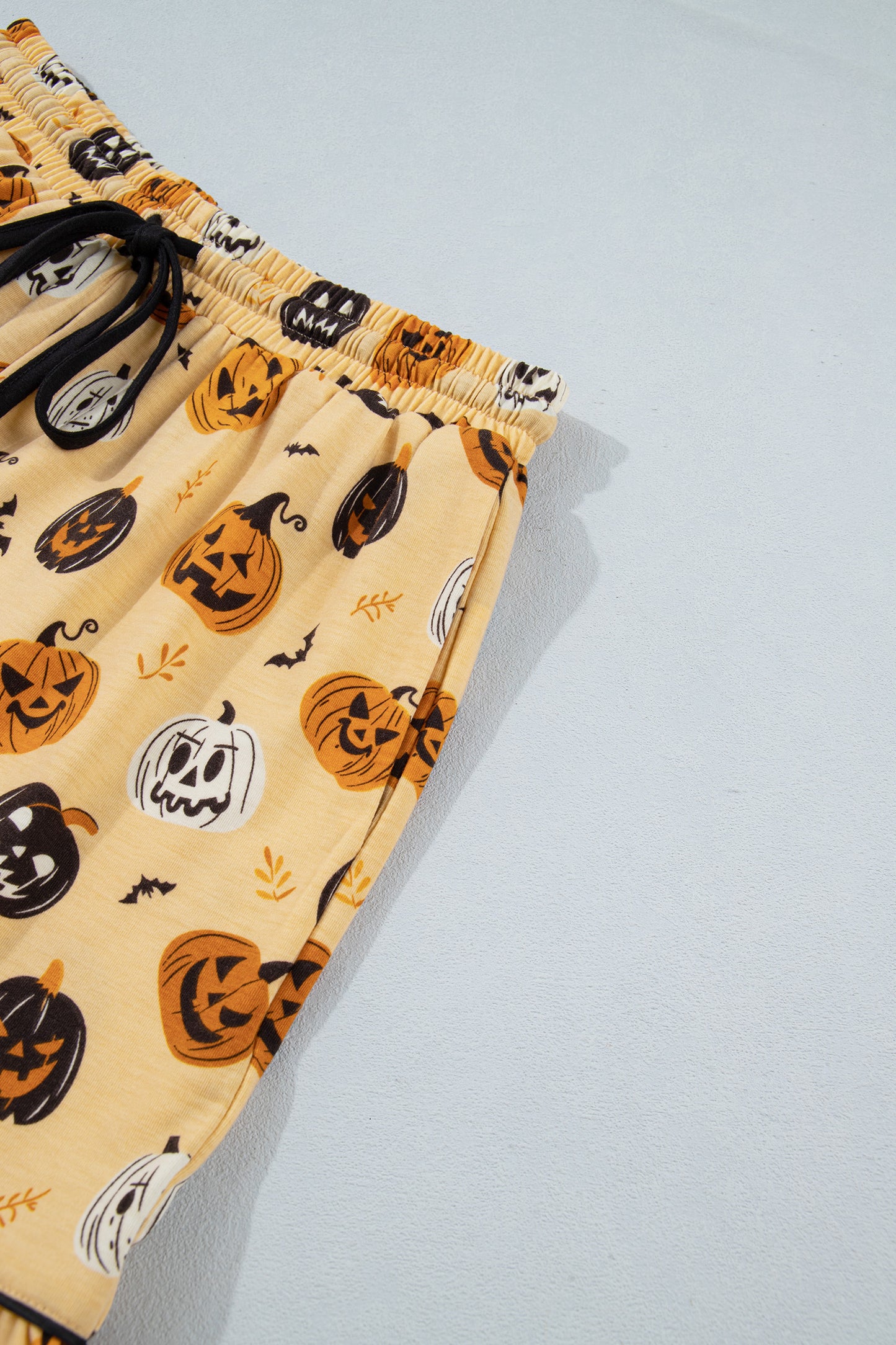 Orange Long Sleeve Ruffle Pumpkin Face Print Two Piece Lounge Set-Loungewear & Sleepwear/Loungewear-[Adult]-[Female]-2022 Online Blue Zone Planet