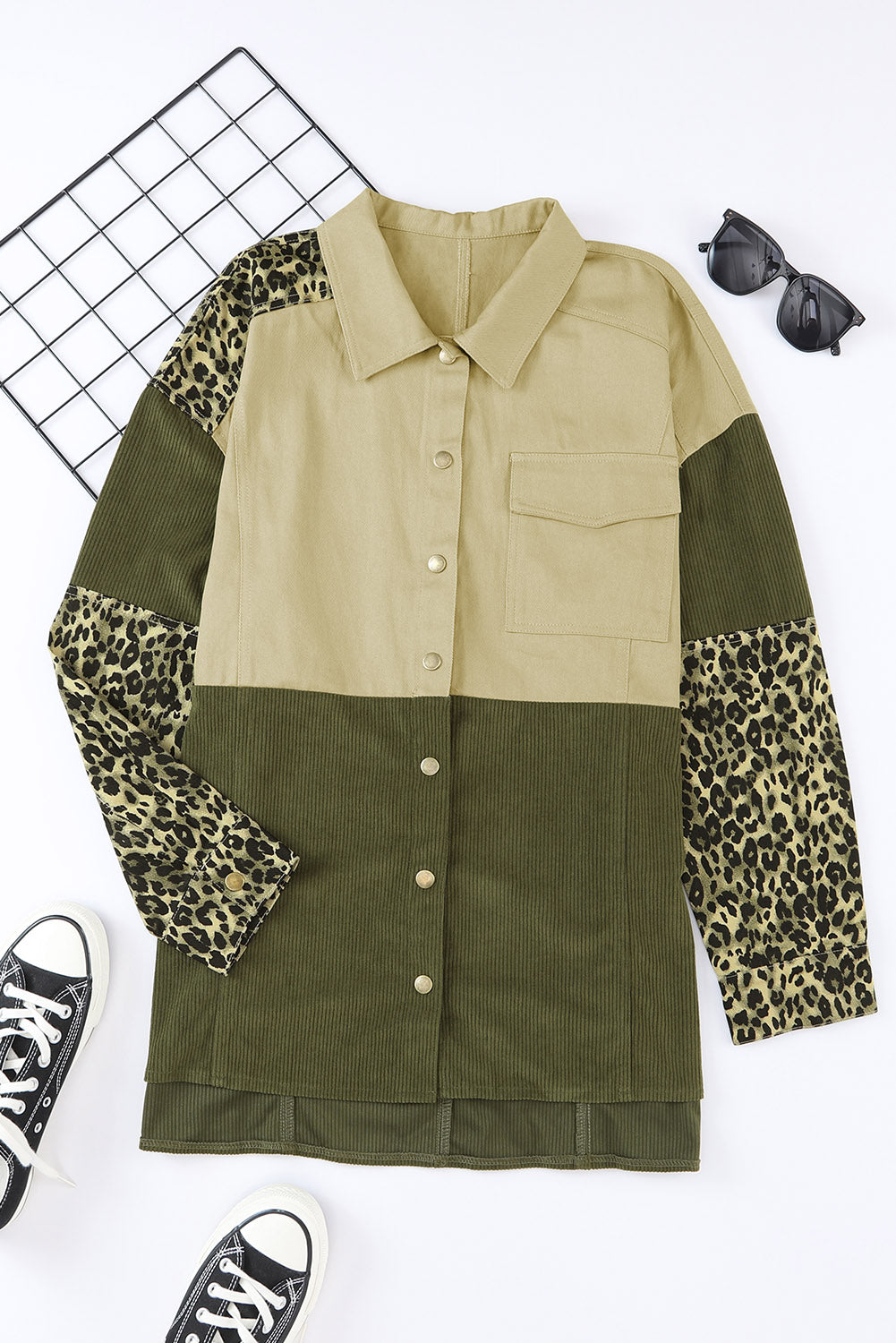 High-Low Leopard Snap Down Shacket-TOPS / DRESSES-[Adult]-[Female]-2022 Online Blue Zone Planet