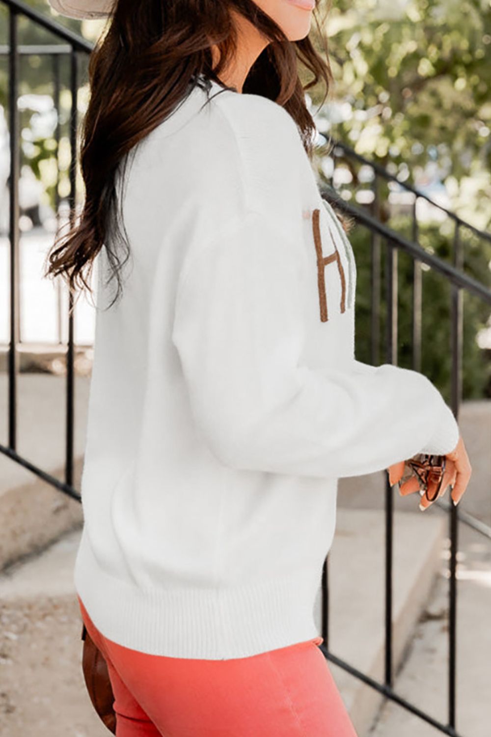 THANKFUL Round Neck Drop Shoulder Sweater-TOPS / DRESSES-[Adult]-[Female]-2022 Online Blue Zone Planet
