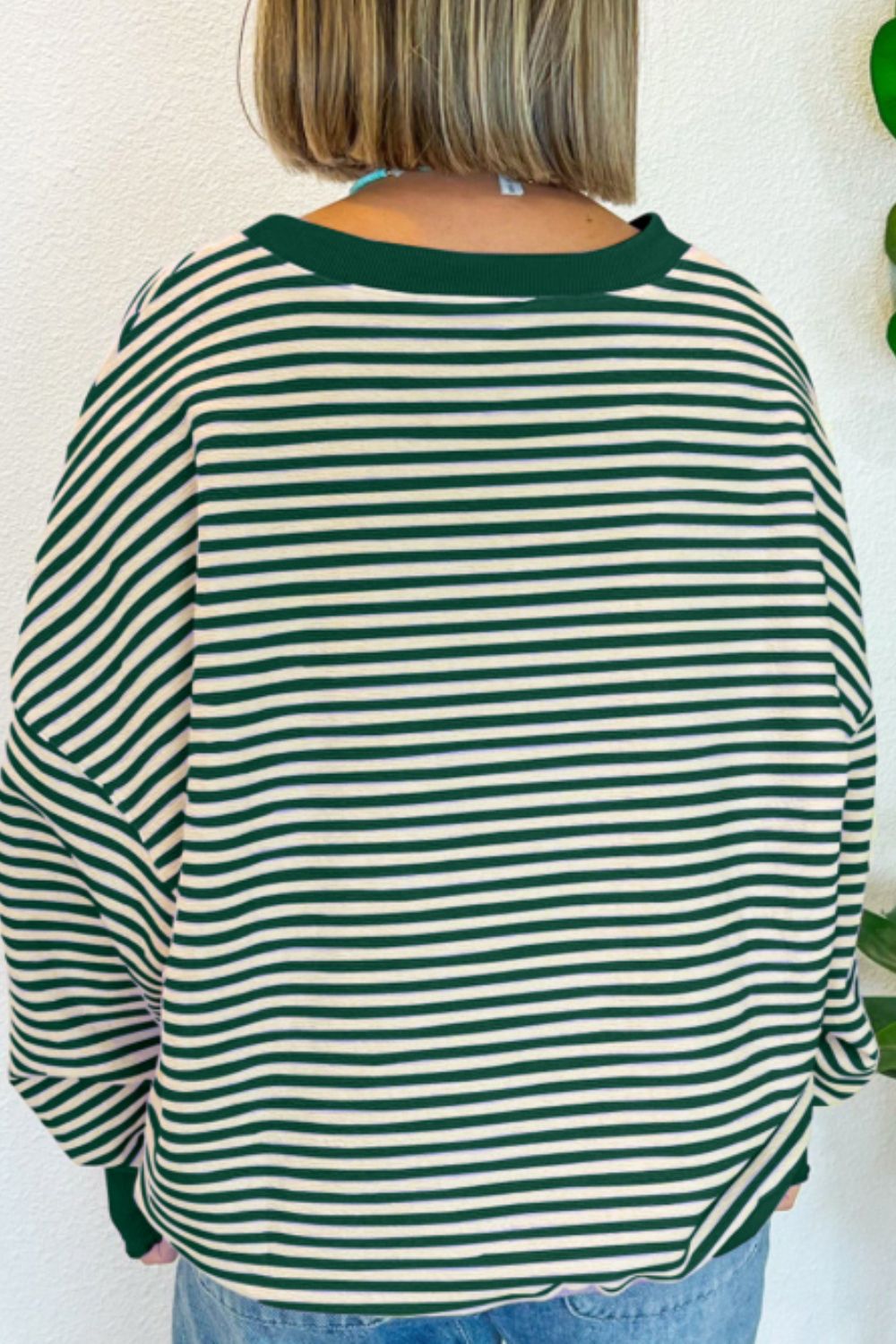 LUCKY Striped Round Neck Long Sleeve Sweatshirt-TOPS / DRESSES-[Adult]-[Female]-2022 Online Blue Zone Planet