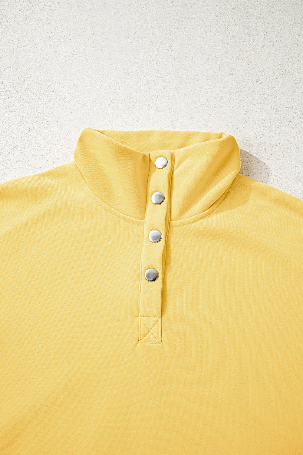 Yellow Cream Embroidered Flower Patchwork Snap Buttons Pullover Sweatshirt-Tops/Sweatshirts & Hoodies-[Adult]-[Female]-2022 Online Blue Zone Planet