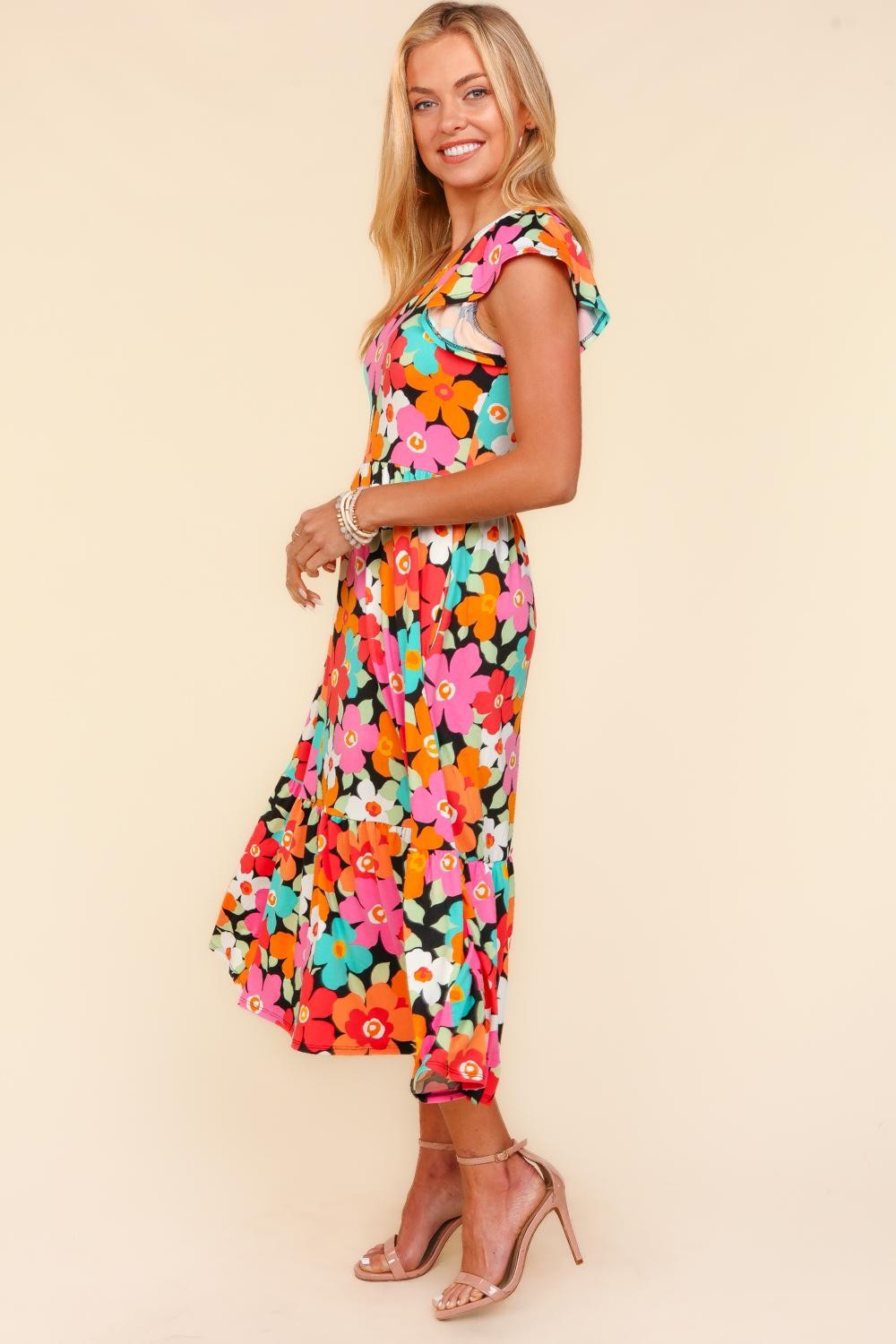 Haptics Floral Midi Dress with Side Pockets-TOPS / DRESSES-[Adult]-[Female]-2022 Online Blue Zone Planet