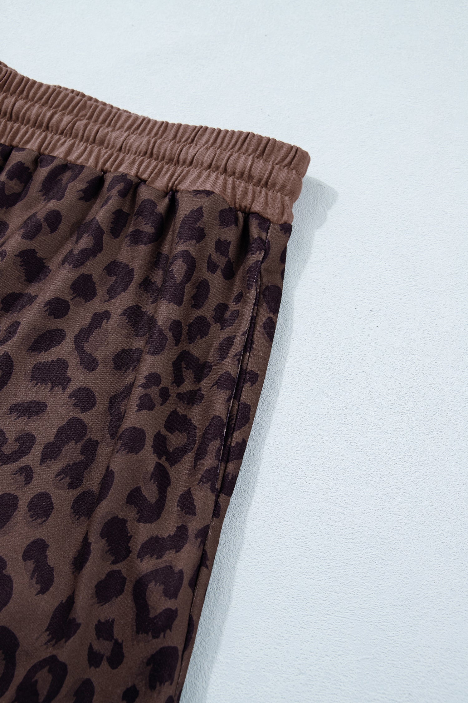 Brown Plus Size Leopard Short Set-Plus Size/Plus Size Loungewear-[Adult]-[Female]-2022 Online Blue Zone Planet