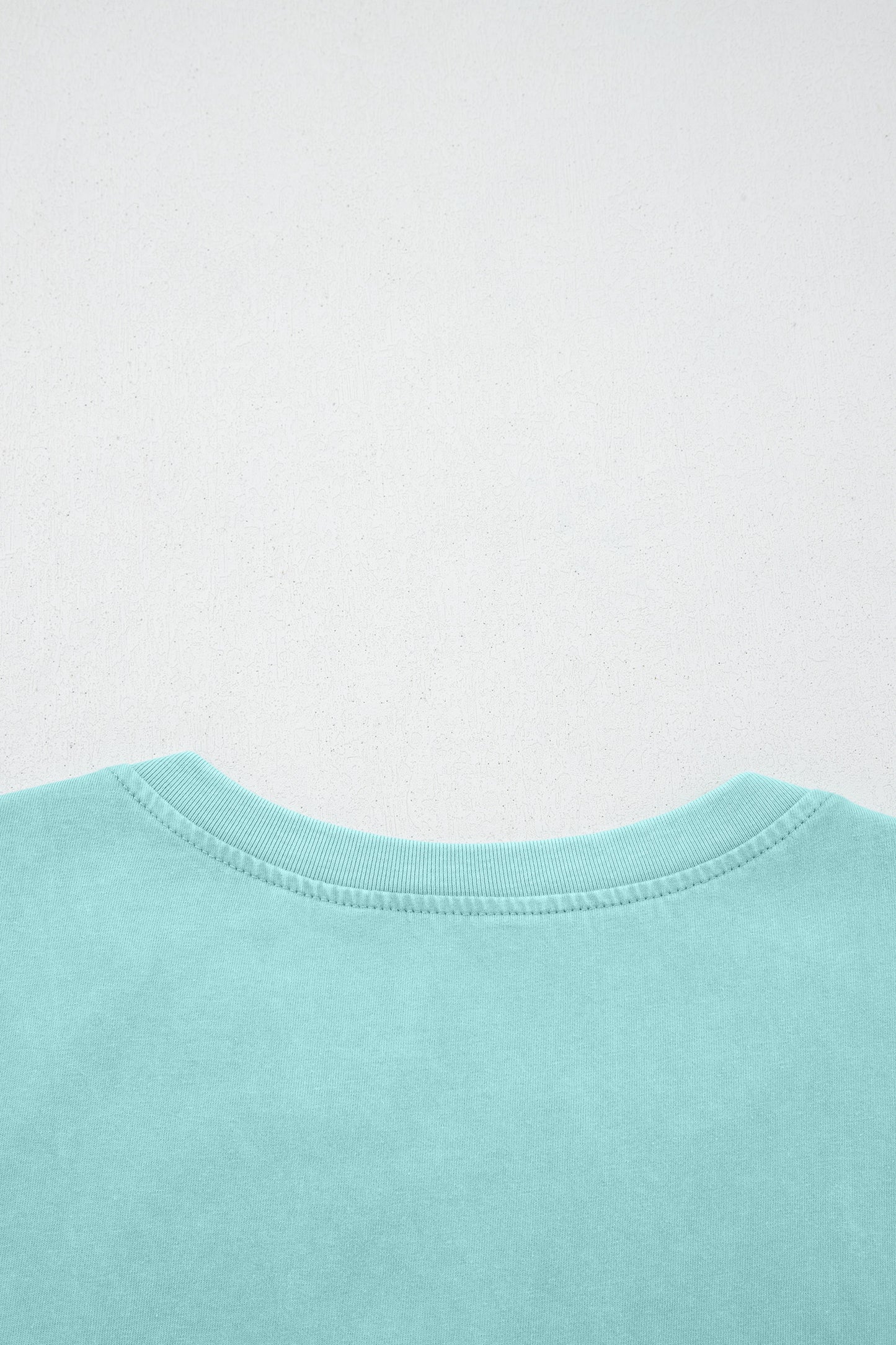 Mint Green Raw Cut Notched Neck Lace Patchwork Detail Mineral Wash Tee-Tops/Tops & Tees-[Adult]-[Female]-2022 Online Blue Zone Planet