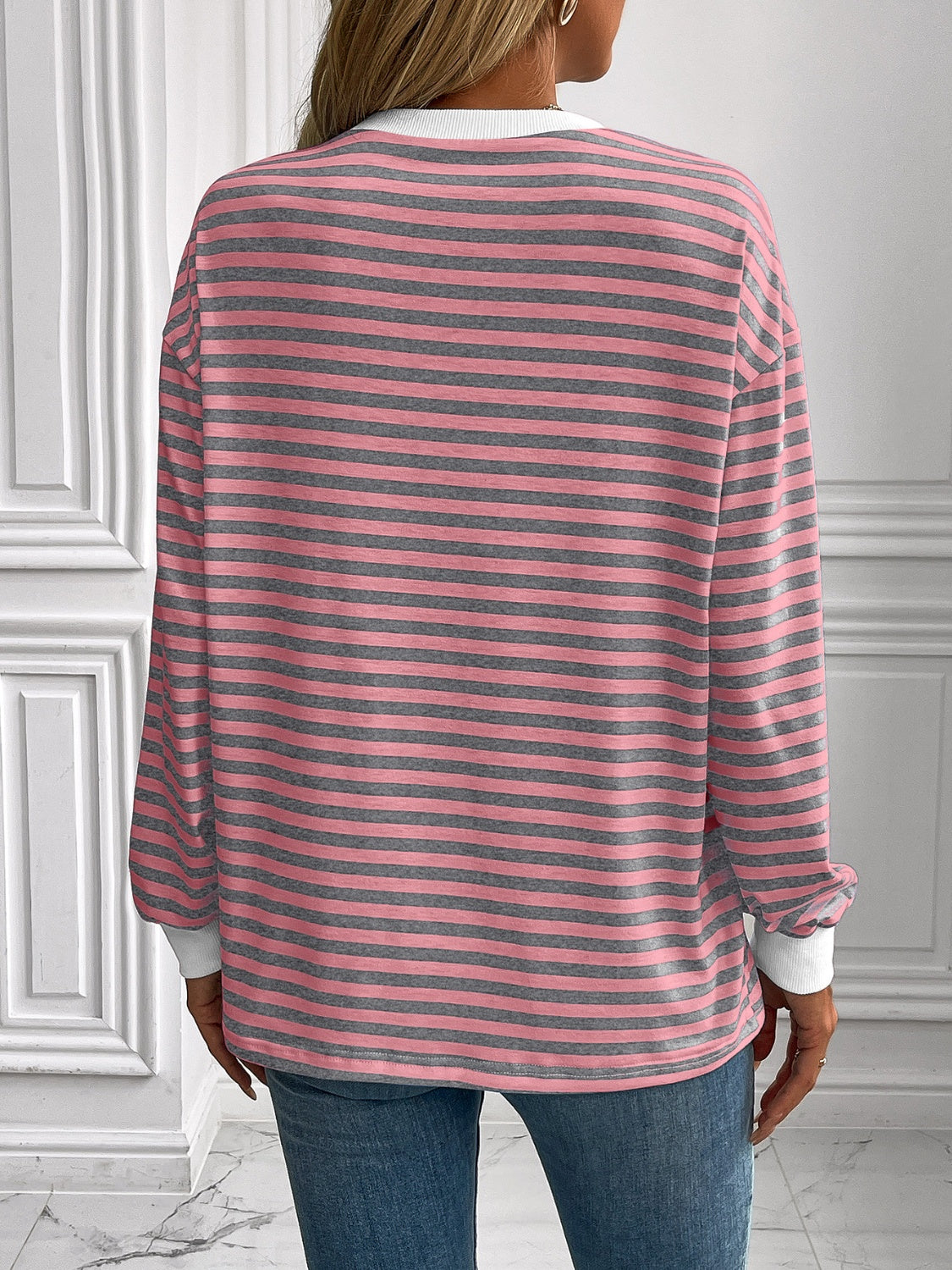 Ivy Lane Striped Round Neck Long Sleeve Sweatshirt-TOPS / DRESSES-[Adult]-[Female]-2022 Online Blue Zone Planet