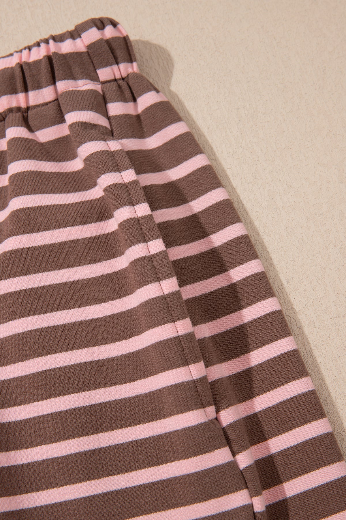 Brown Stripe Striped Drawstring Waist Long Sleeve Top Mini Skort Set-Two Piece Sets/Two Piece Dresses-[Adult]-[Female]-2022 Online Blue Zone Planet