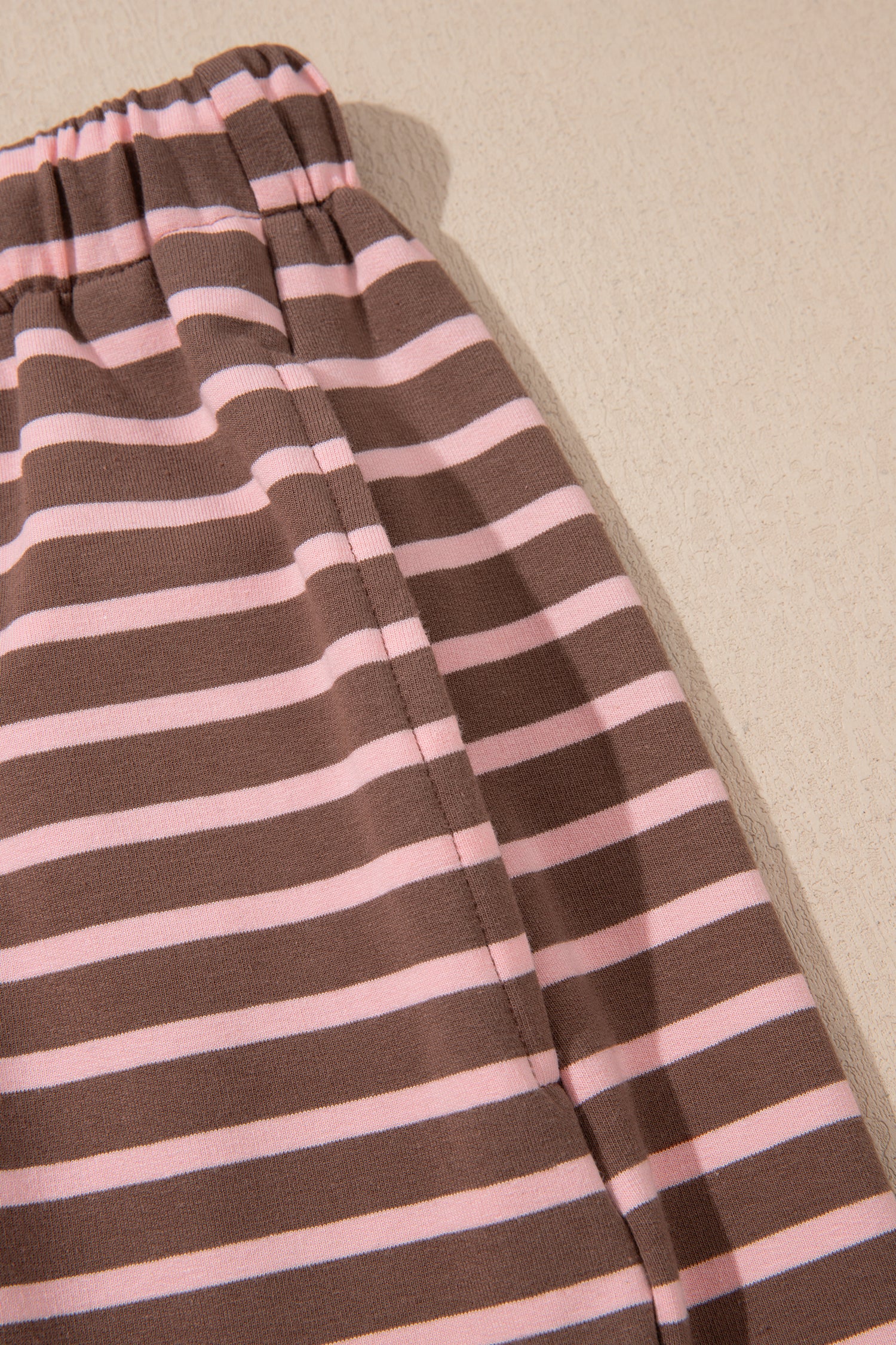 Brown Stripe Striped Drawstring Waist Long Sleeve Top Mini Skort Set-Two Piece Sets/Two Piece Dresses-[Adult]-[Female]-2022 Online Blue Zone Planet