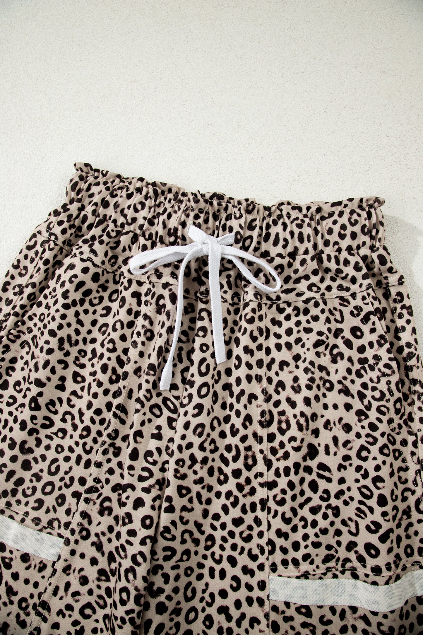 Khaki Animal Print Wide Leg Terry Knit Pants-Bottoms/Pants & Culotte-[Adult]-[Female]-2022 Online Blue Zone Planet