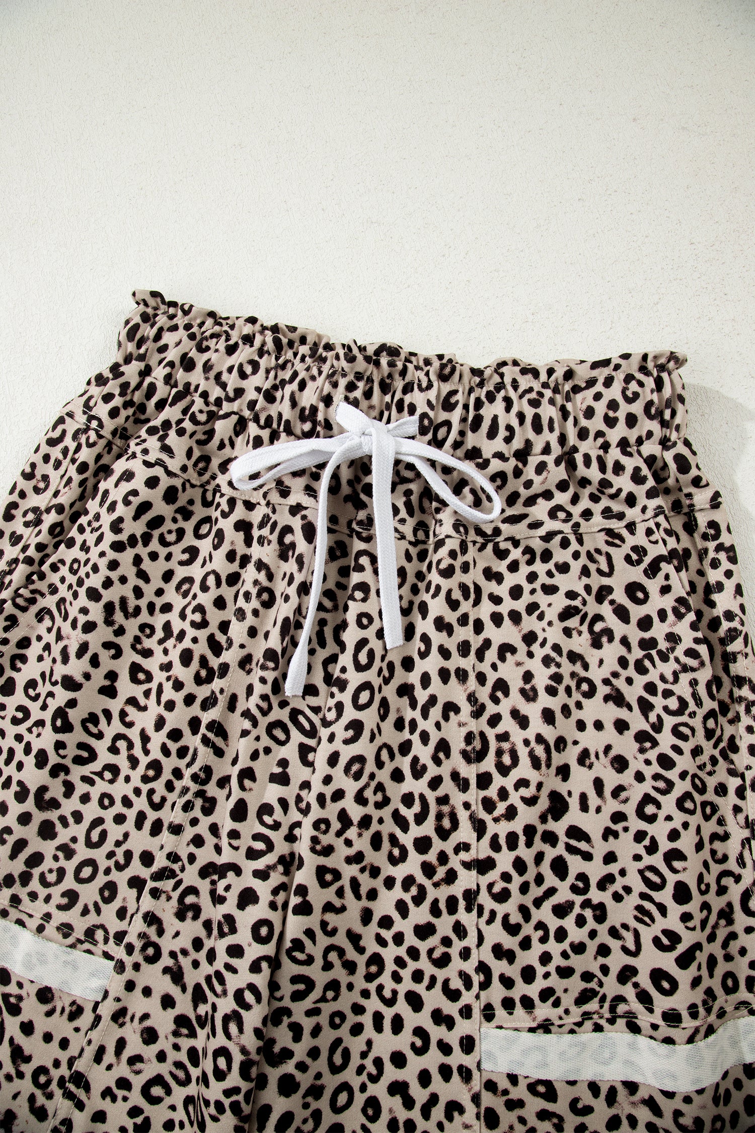 Khaki Animal Print Wide Leg Terry Knit Pants-Bottoms/Pants & Culotte-[Adult]-[Female]-2022 Online Blue Zone Planet