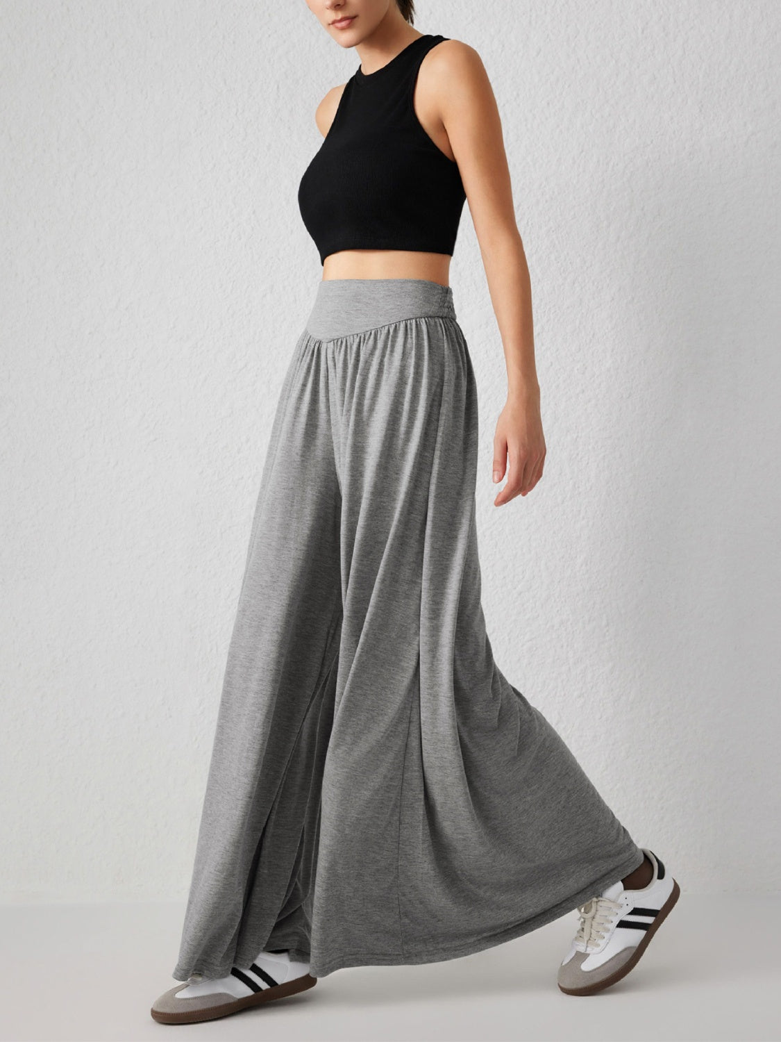 High Waist Wide Leg Pants-BOTTOMS SIZES SMALL MEDIUM LARGE-[Adult]-[Female]-2022 Online Blue Zone Planet