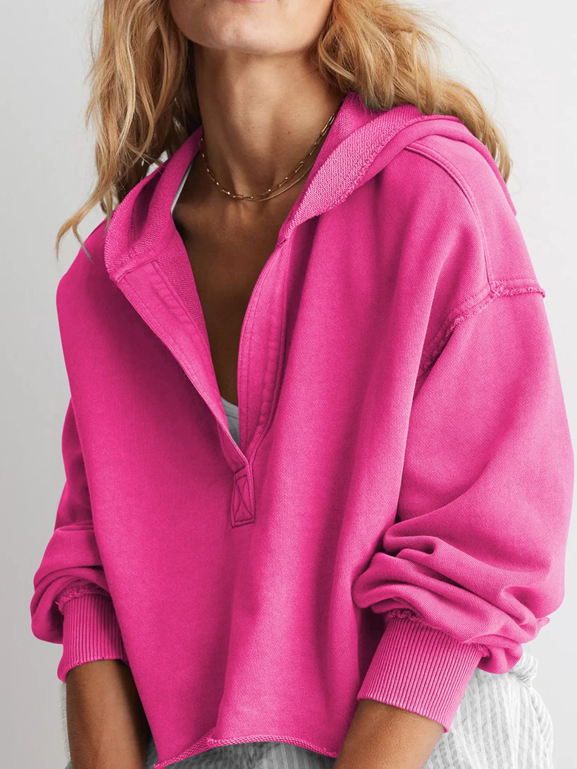 Exposed Seam Long Sleeve Hoodie-TOPS / DRESSES-[Adult]-[Female]-Hot Pink-S-2022 Online Blue Zone Planet