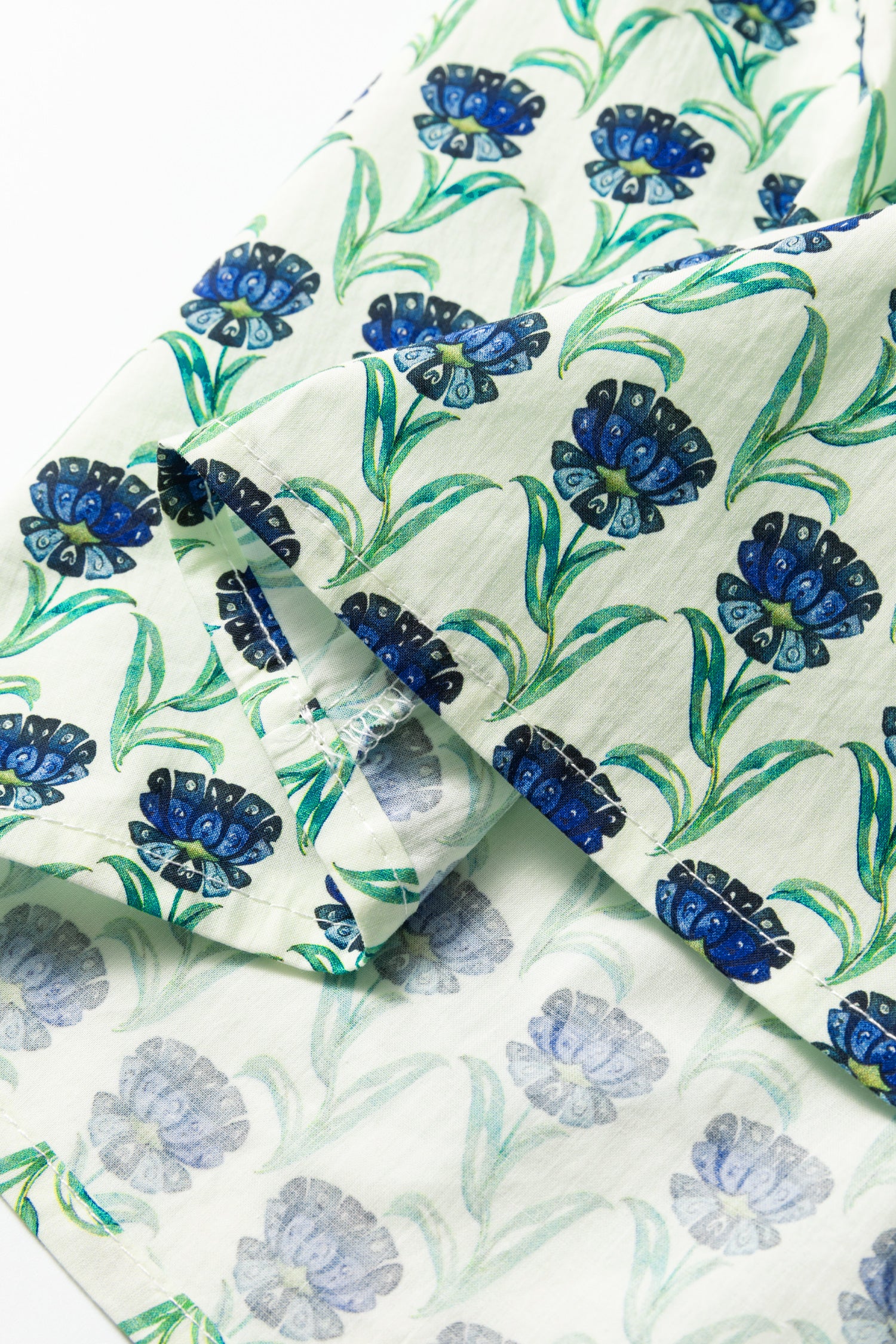 Green Floral Print Lace Detail Ruffle Trim Long Sleeve Blouse-Tops/Blouses & Shirts-[Adult]-[Female]-2022 Online Blue Zone Planet