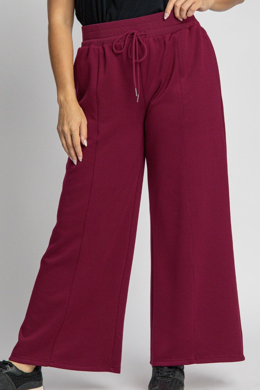 Umgee Full Size Drawstring Wide Leg Pants with Pockets-BOTTOMS SIZES SMALL MEDIUM LARGE-[Adult]-[Female]-2022 Online Blue Zone Planet