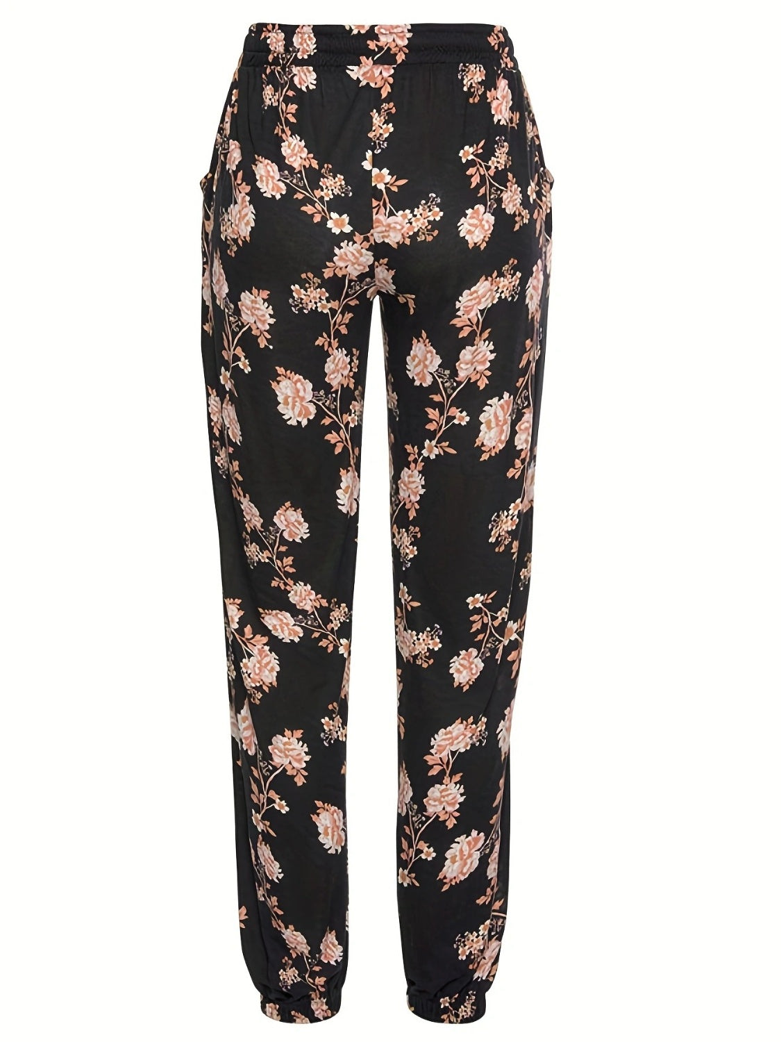 Drawstring Flower Pants with Pockets-BOTTOMS SIZES SMALL MEDIUM LARGE-[Adult]-[Female]-2022 Online Blue Zone Planet