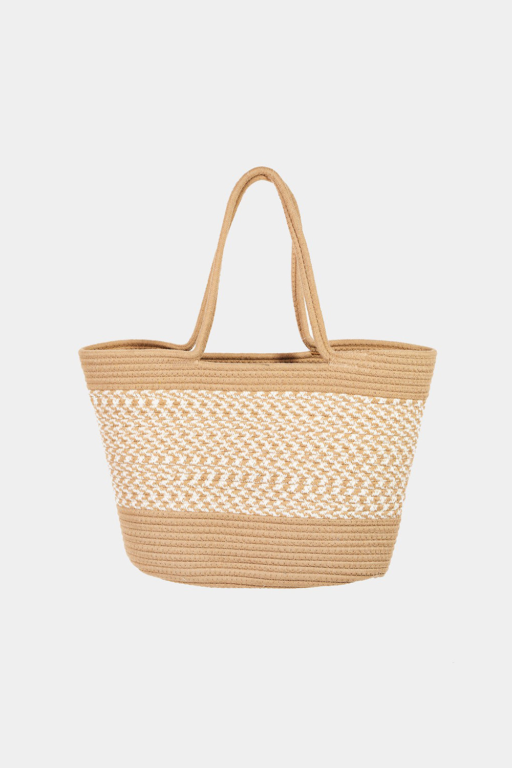 Fame Braid Pattern Beach Tote Bag-HANDBAGS-[Adult]-[Female]-Tan-One Size-2022 Online Blue Zone Planet